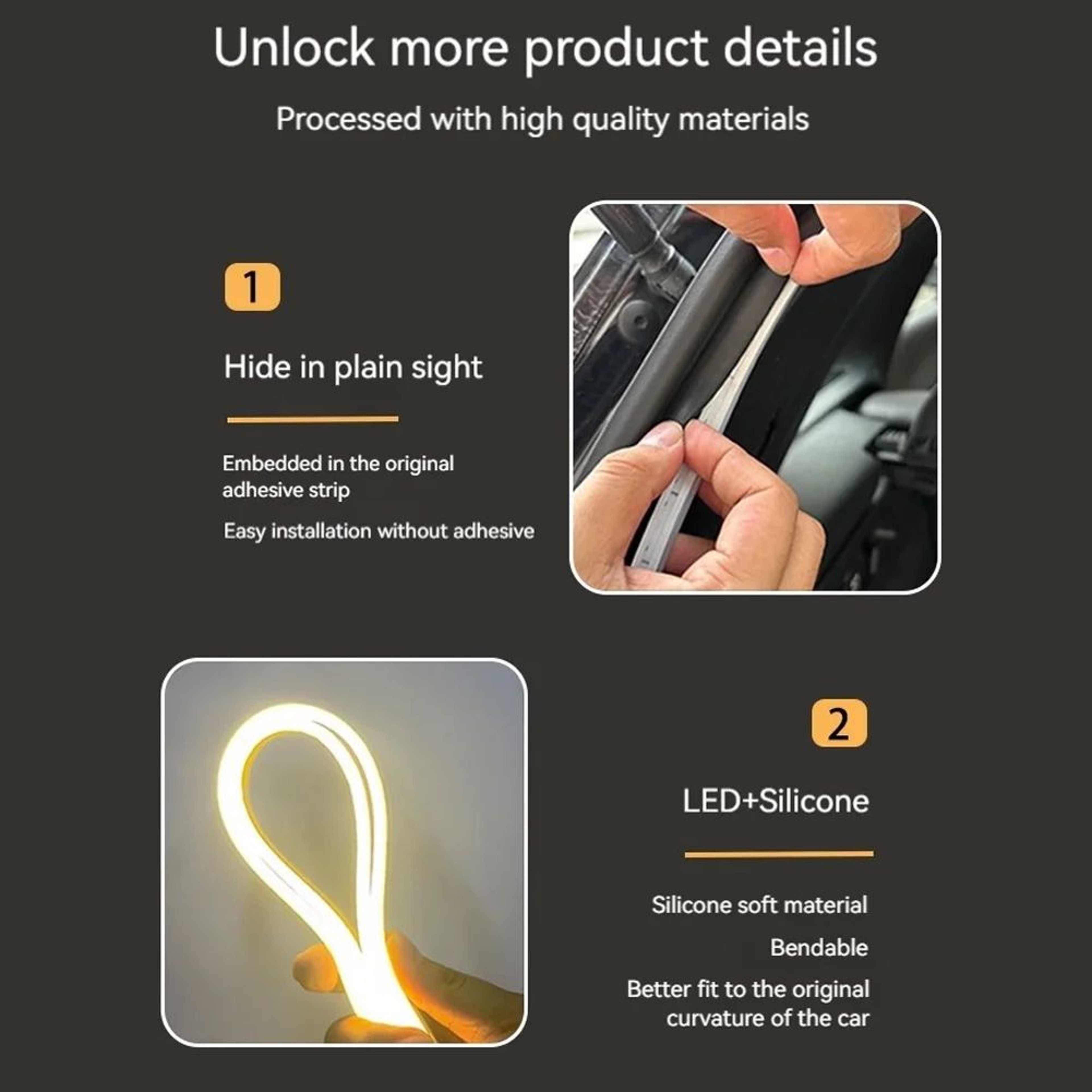 LED Auto Sensor Trunk Light Strip  66131 FT SelfAdhesive Dynamic Ambient Tail Lighting For Sedan SU 2