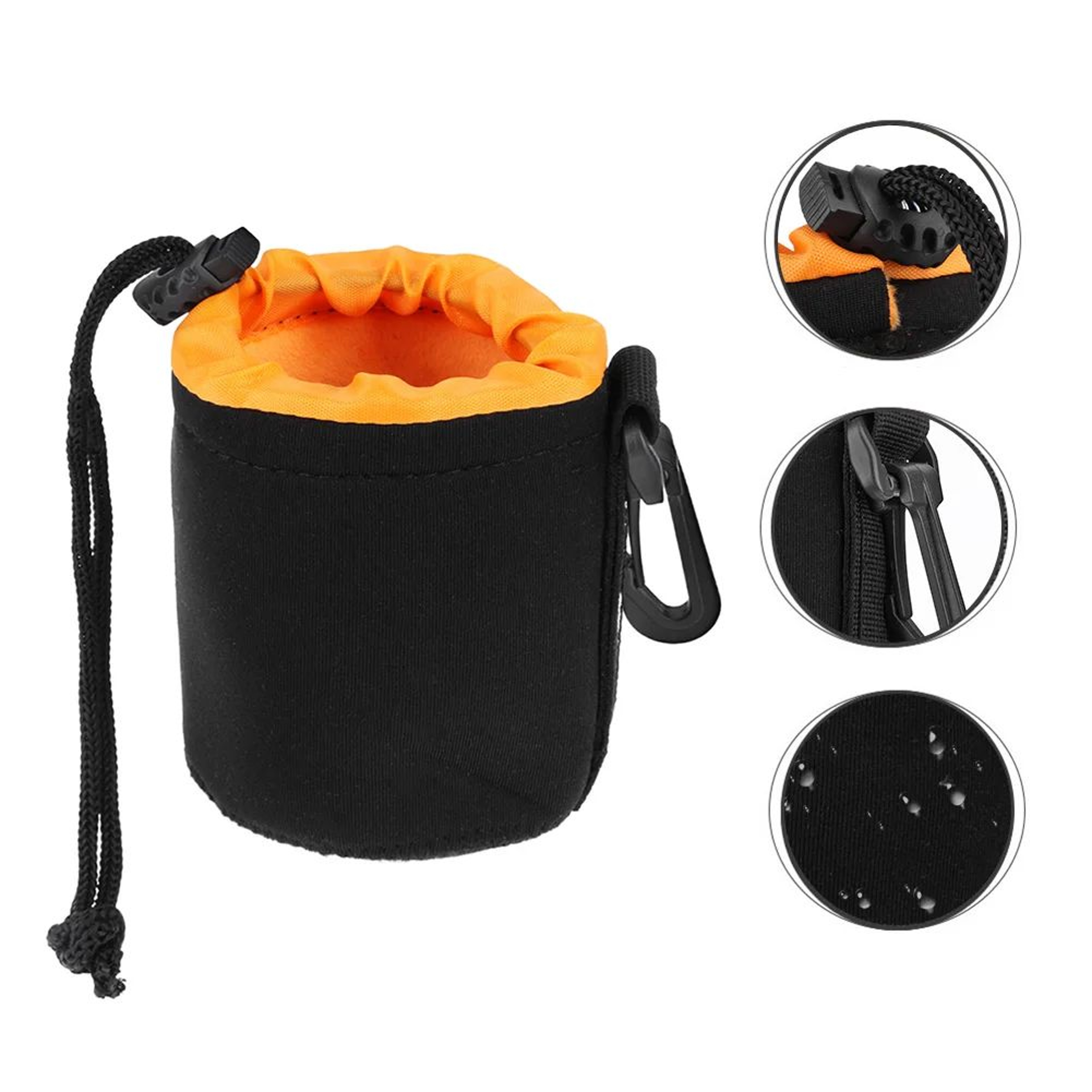 Waterproof Neoprene Camera Lens Pouch  Shockproof Soft Protective Case With Drawstring  Clip For DS 3