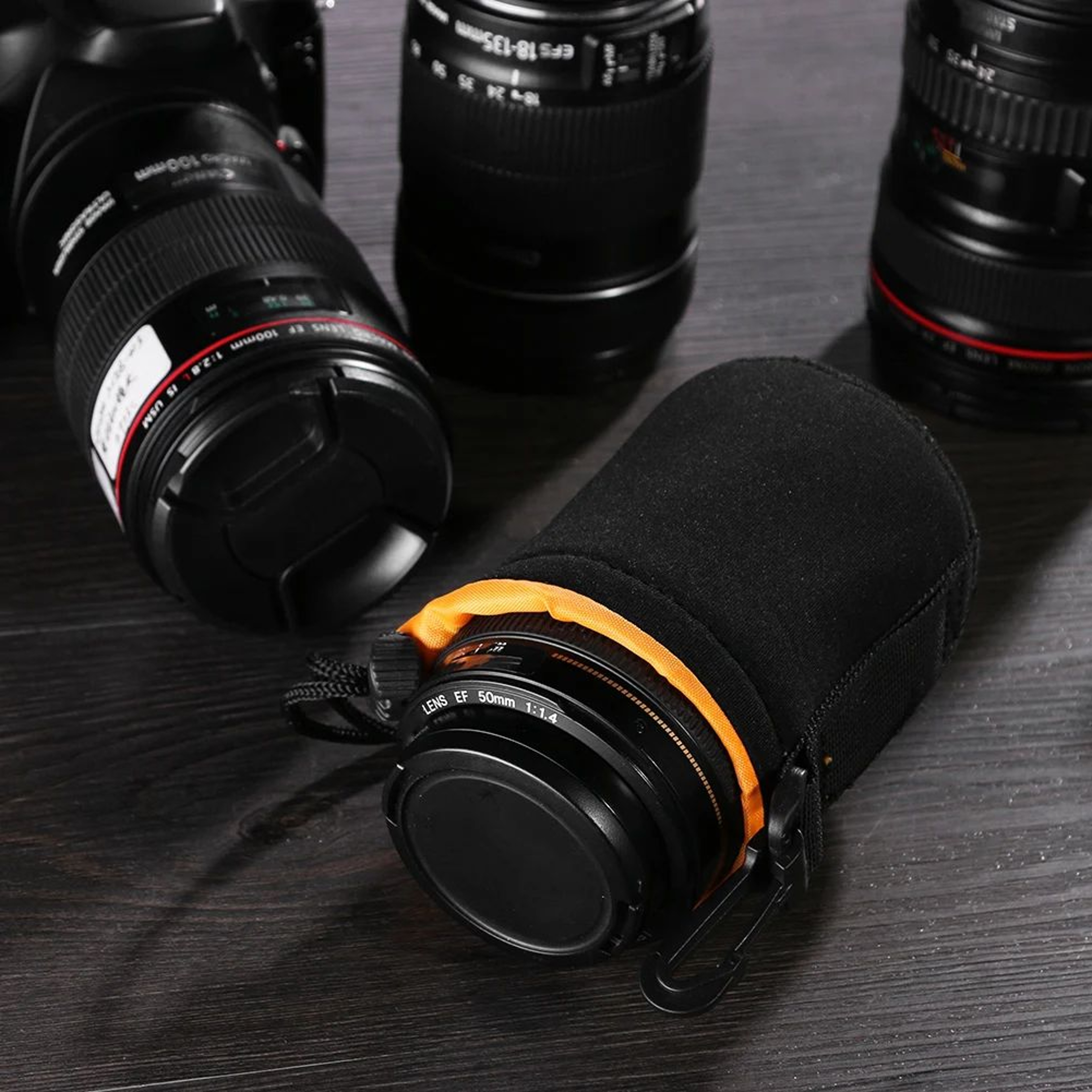 Waterproof Neoprene Camera Lens Pouch  Shockproof Soft Protective Case With Drawstring  Clip For DS 2