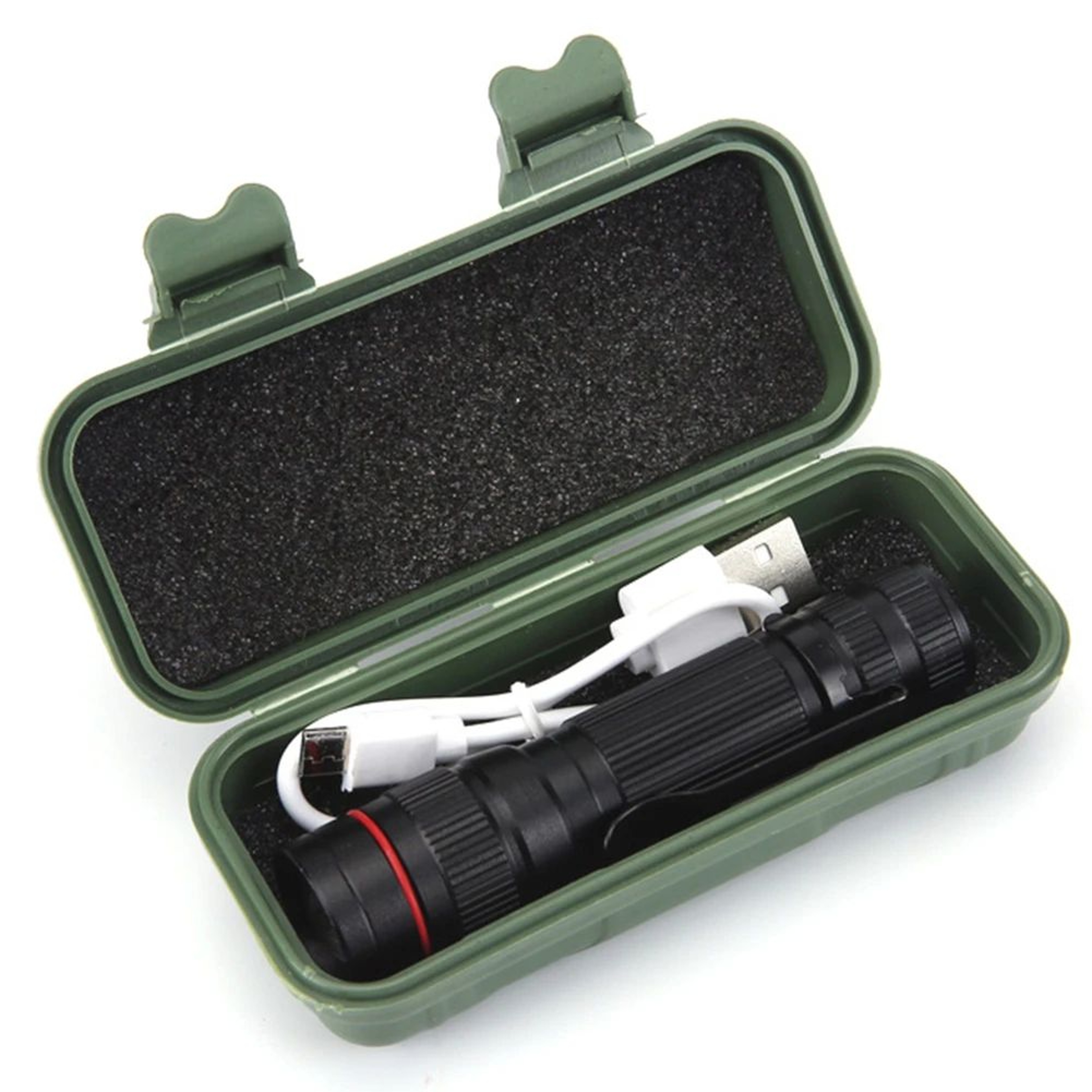 300LM USB Rechargeable Mini LED Flashlight  Waterproof Zoomable 3Mode Aluminum Torch For Camping Hi 6
