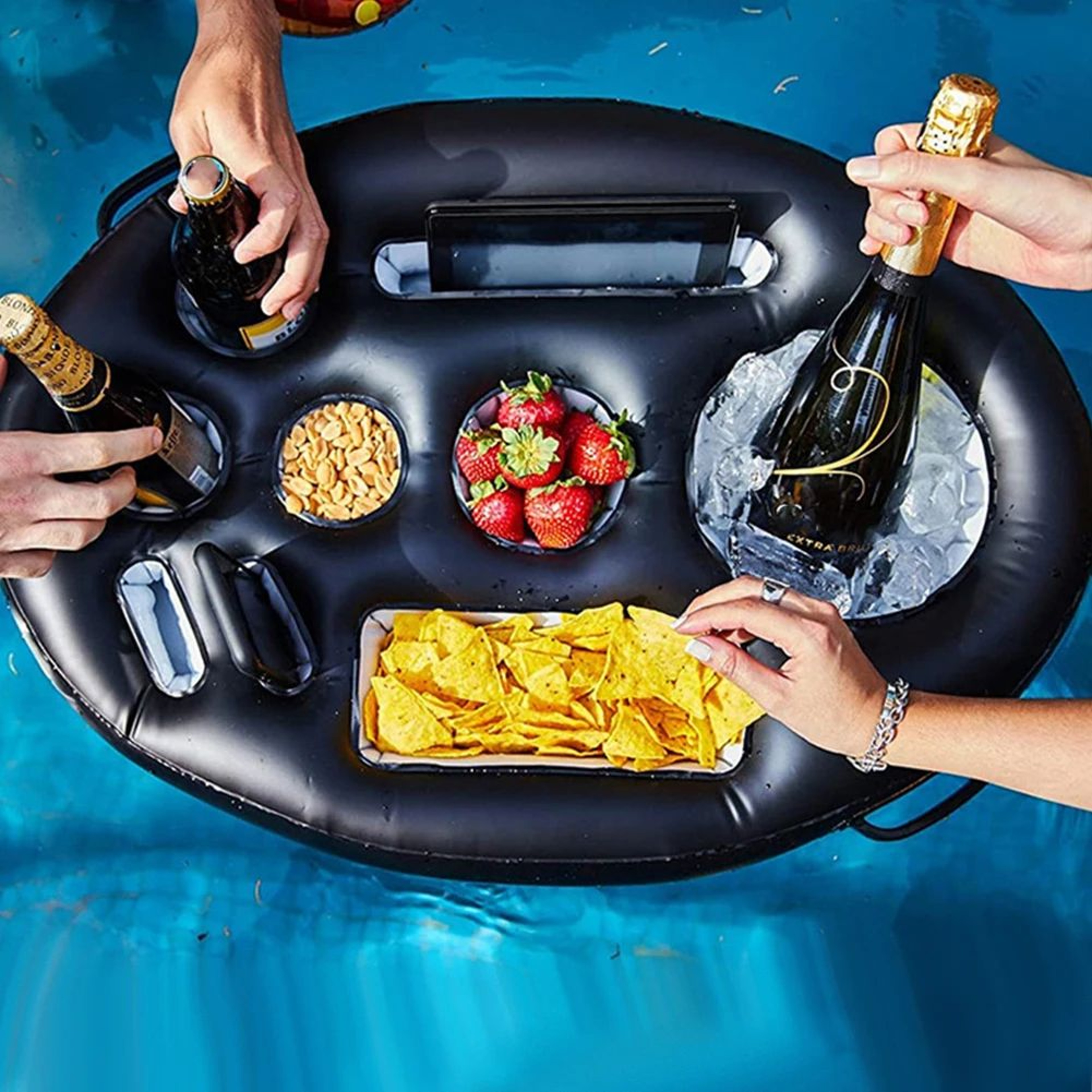 Inflatable Pool Drinks Holder  2953 X 1969 In Floating Cup  Snack Tray With Handles For Beach Spa P 2