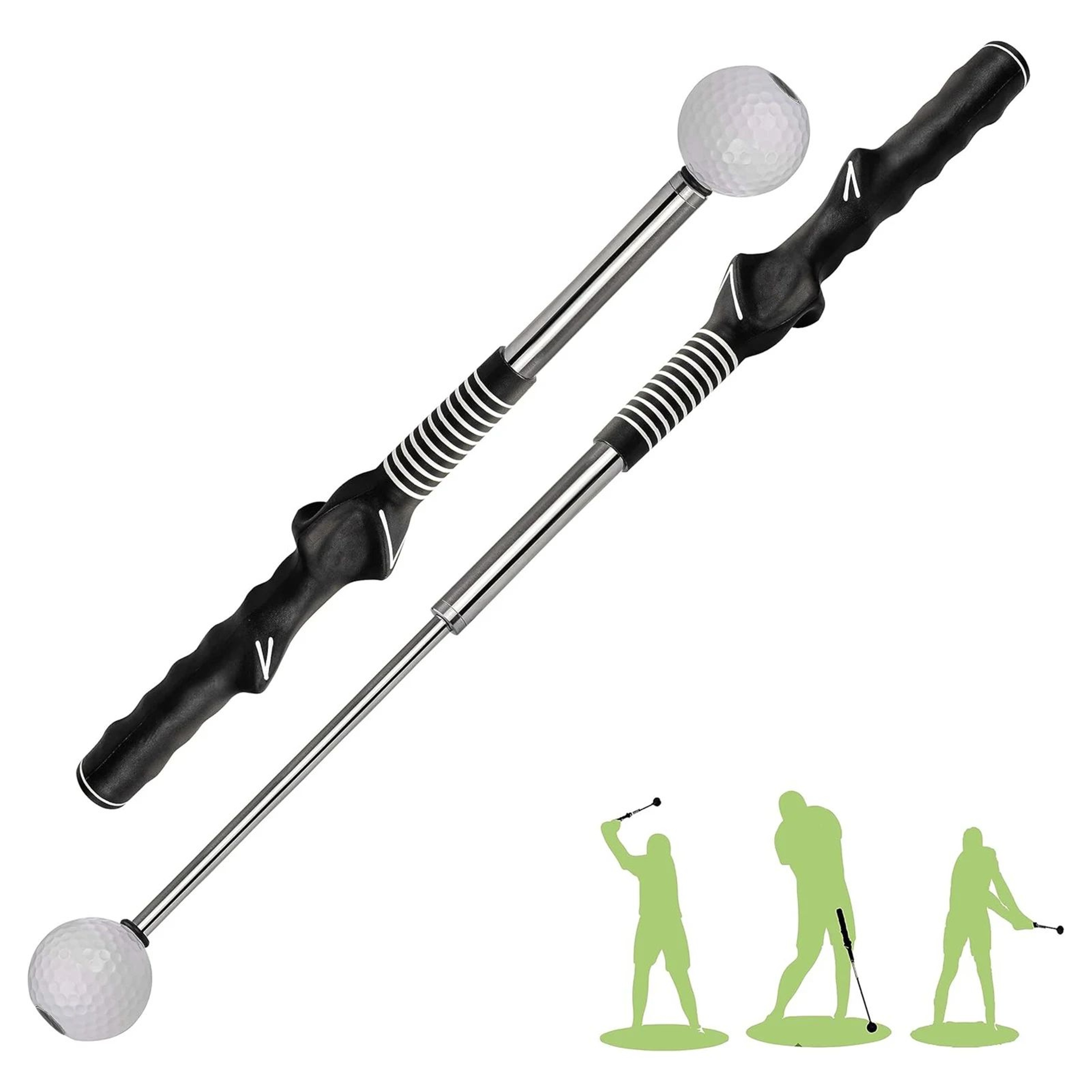 Retractable Golf Swing Trainer  Portable Grip Practice Aid With Click Feedback For Rhythm Stance  I 1