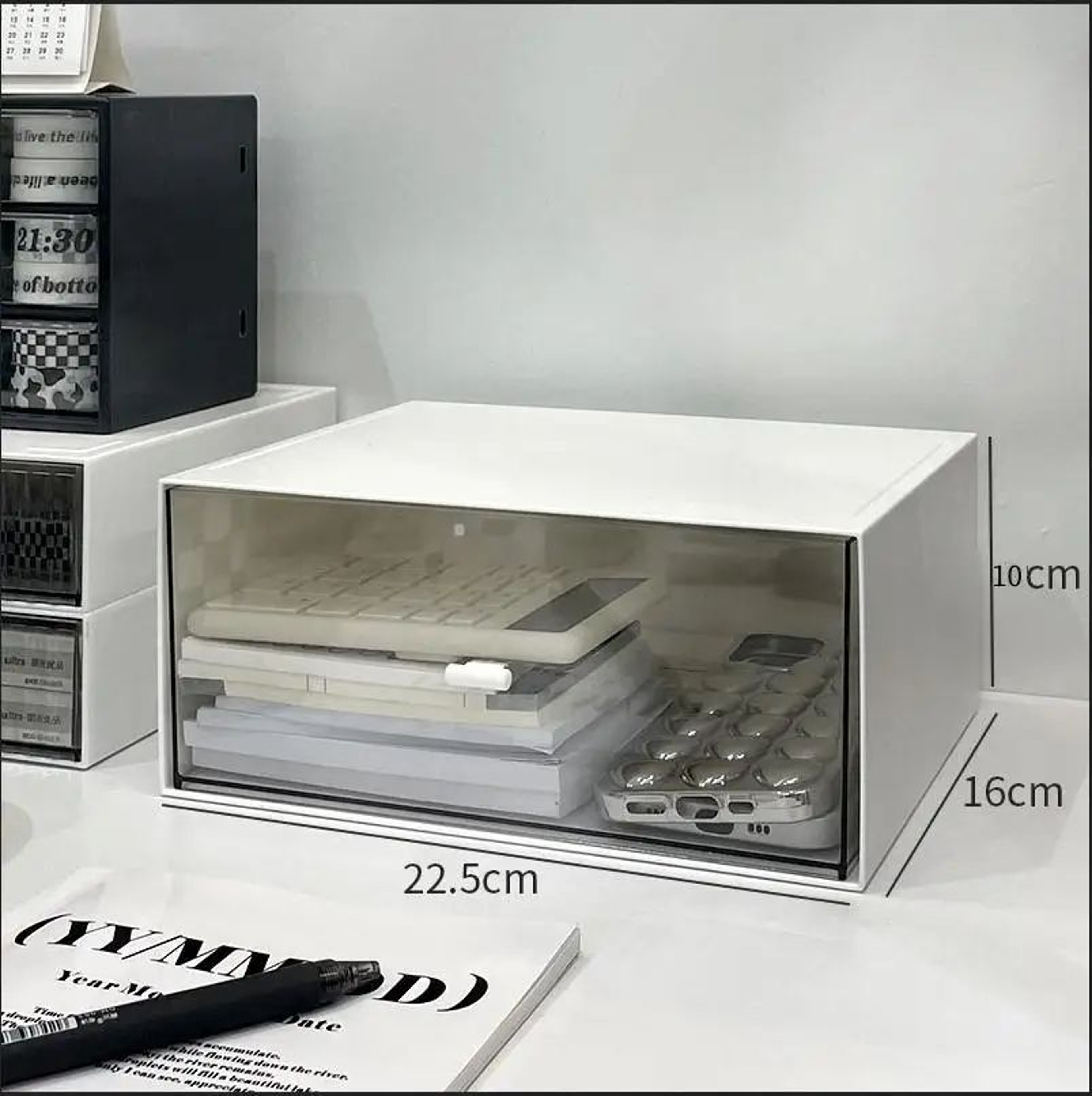 Stackable Clear Drawer Organizer Boxes  SeeThrough Modular Desktop Storage Bins For Crafts Makeup J 7