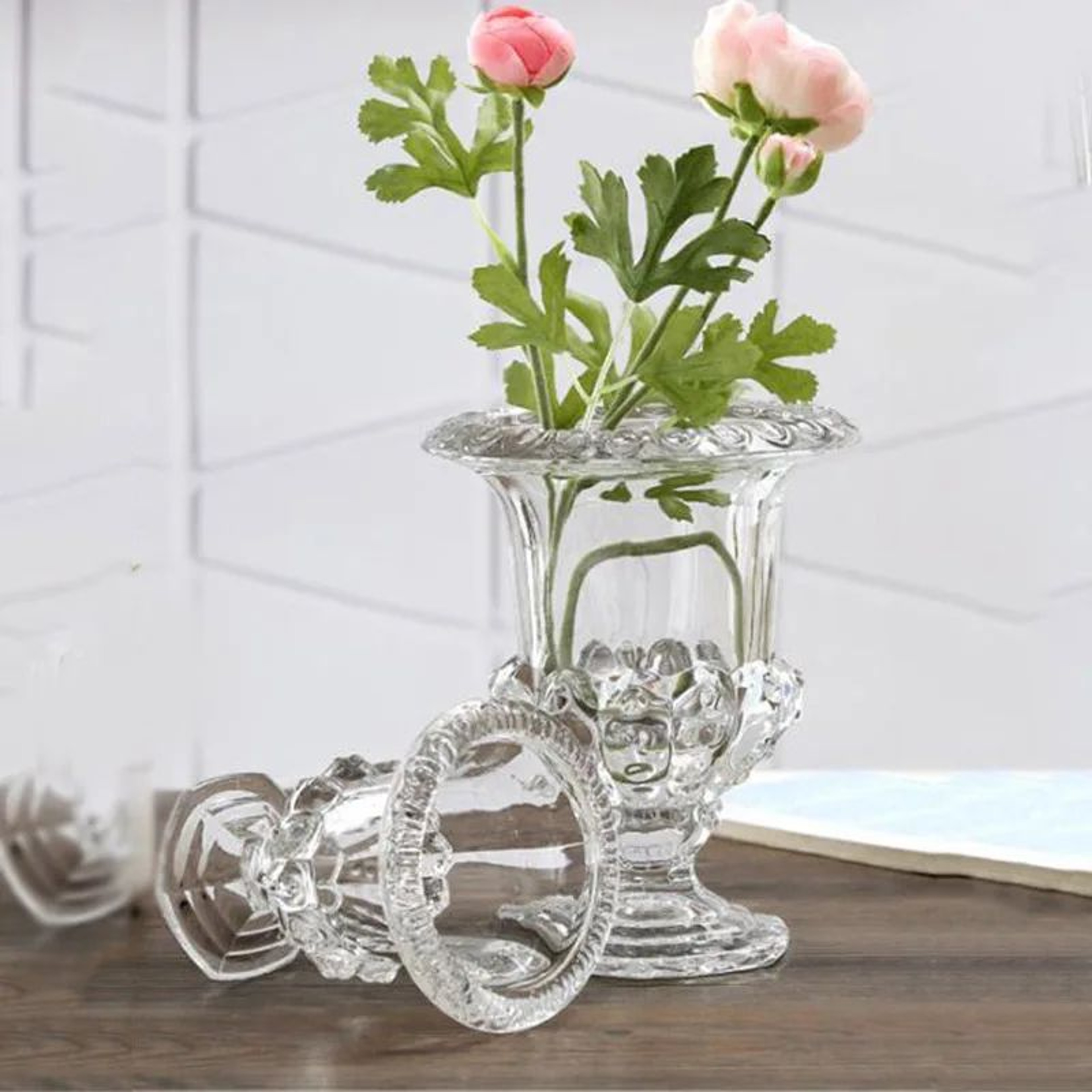 Clear Glass Flower Vase  Elegant Modern Tabletop Decorative Vase For Flowers Hydroponic Plants Wedd 1