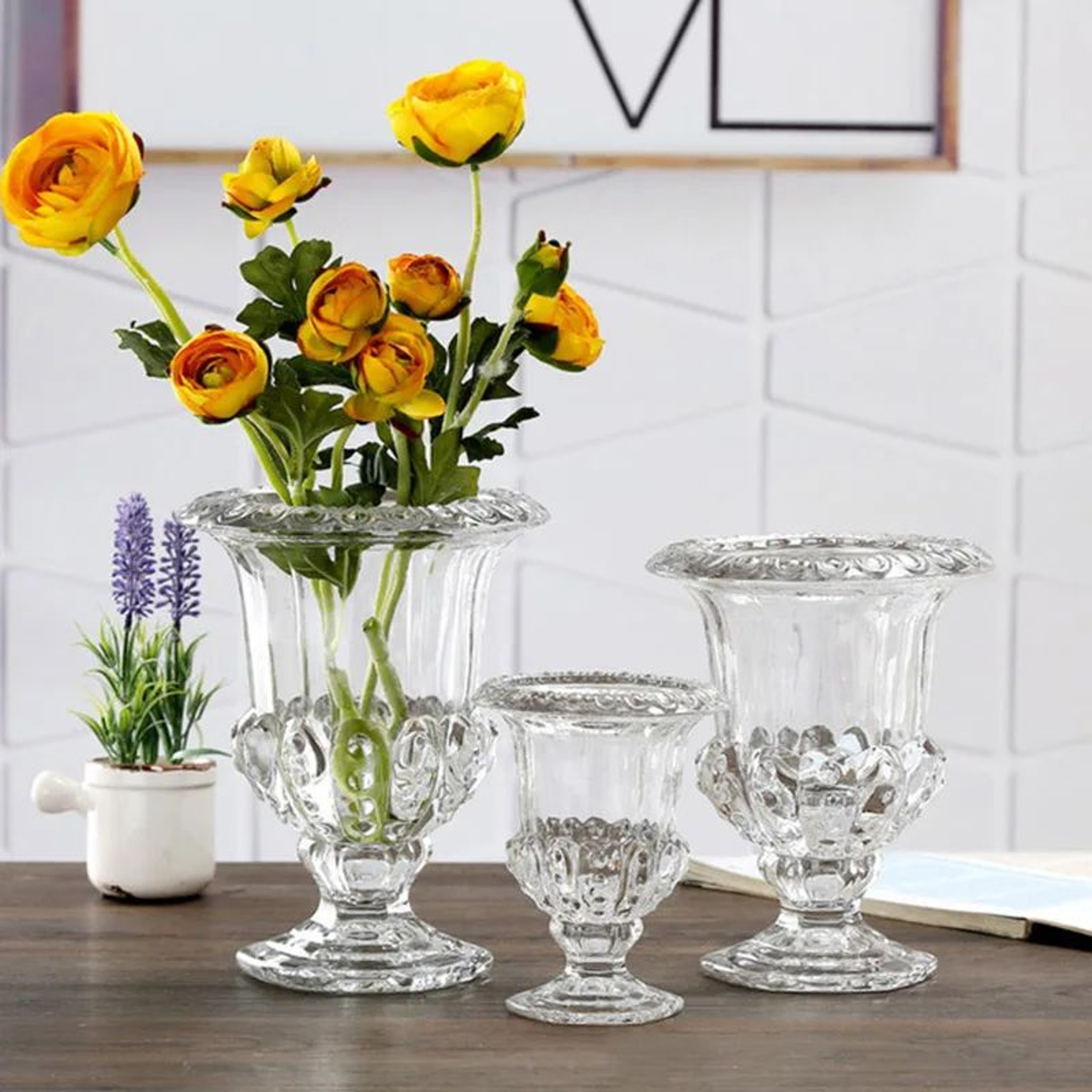 Clear Glass Flower Vase  Elegant Modern Tabletop Decorative Vase For Flowers Hydroponic Plants Wedd 3