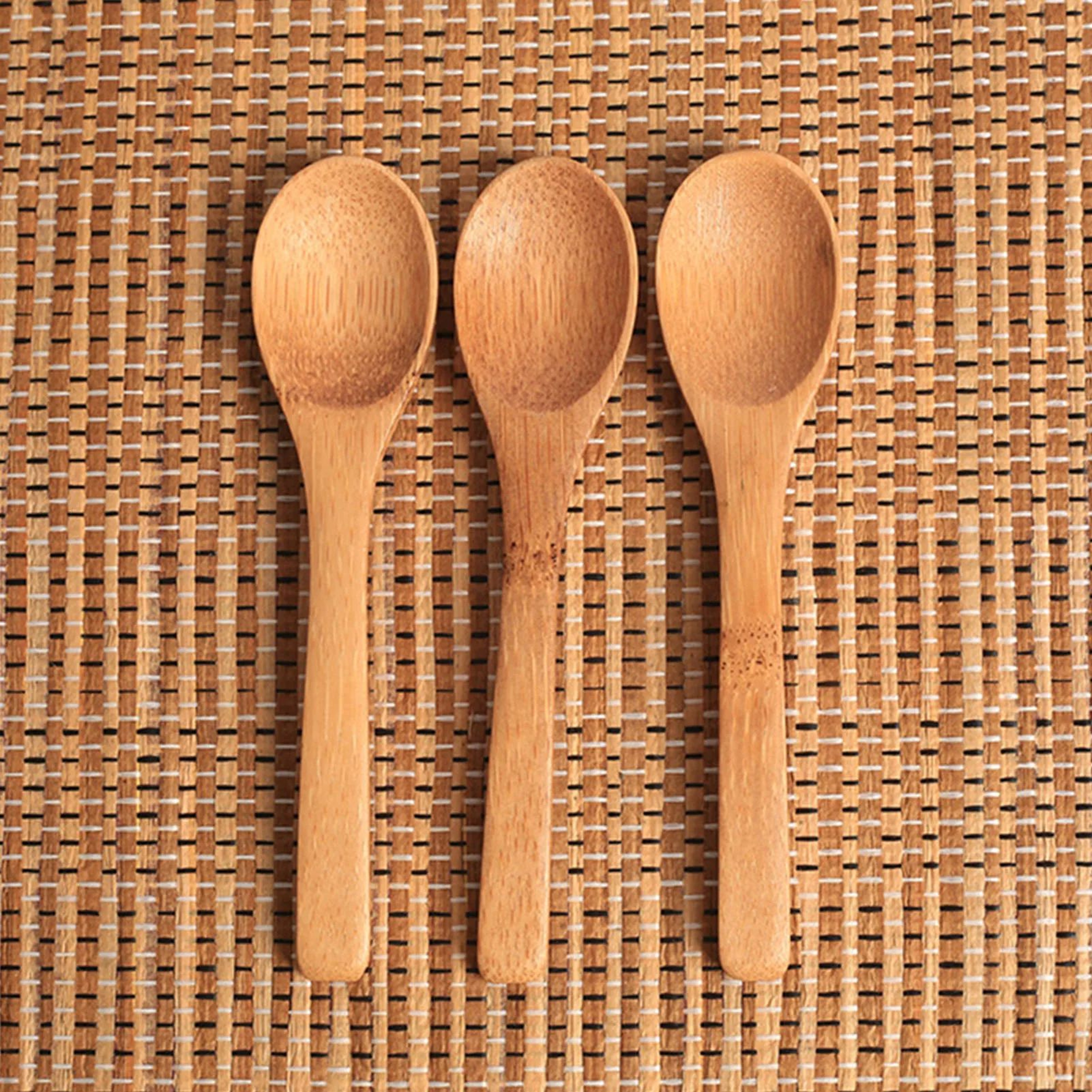 Small Bamboo Wooden Spoon  Tiny Ellipse Serving Spoon For Coffee Tea Sugar Spices Seasoning Oil  Co 5
