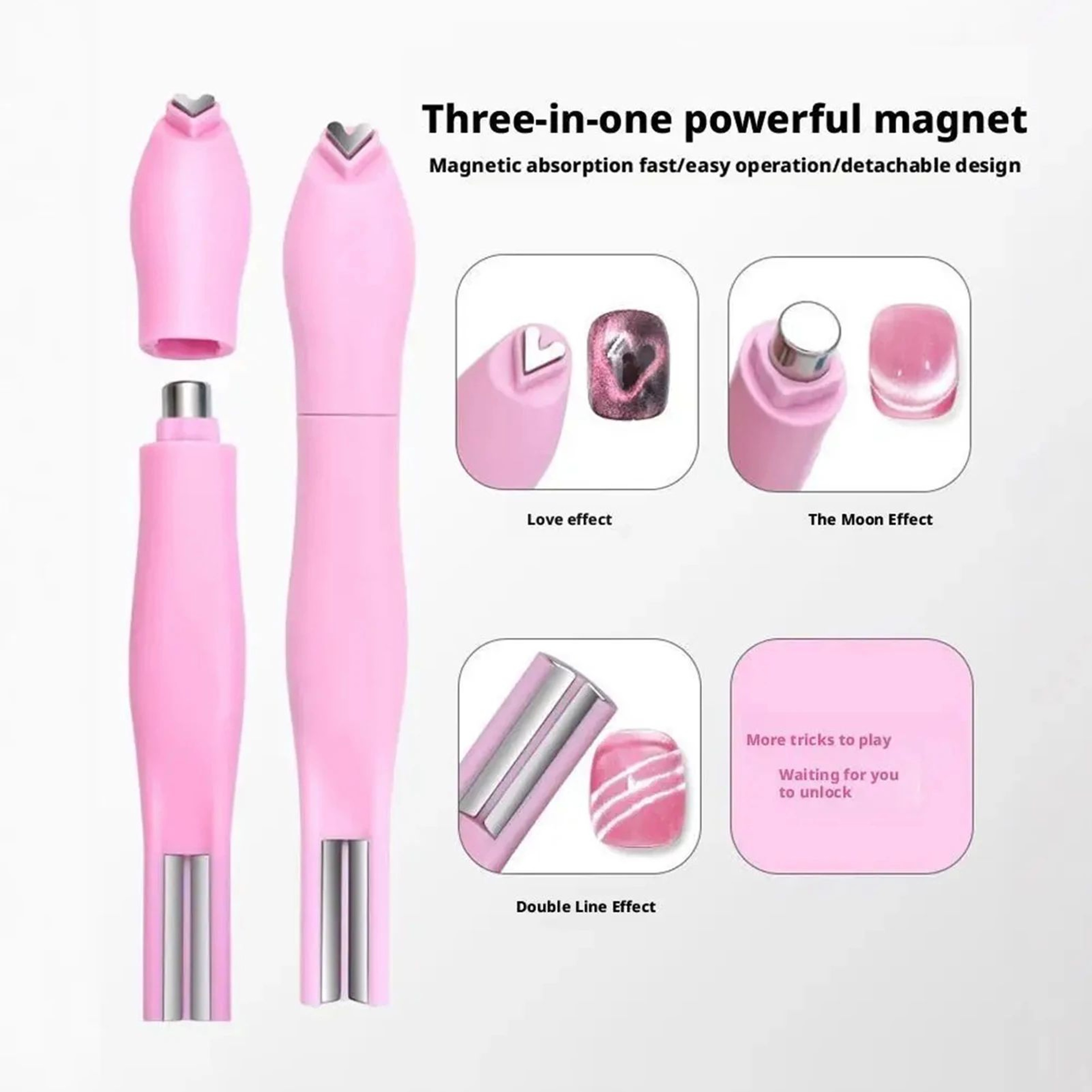 3in1 Heart Cat Eye Nail Magnet  512Inch Gel Polish Magnetic Pen Dotting  Liner Tool For DIY Nail Ar 2