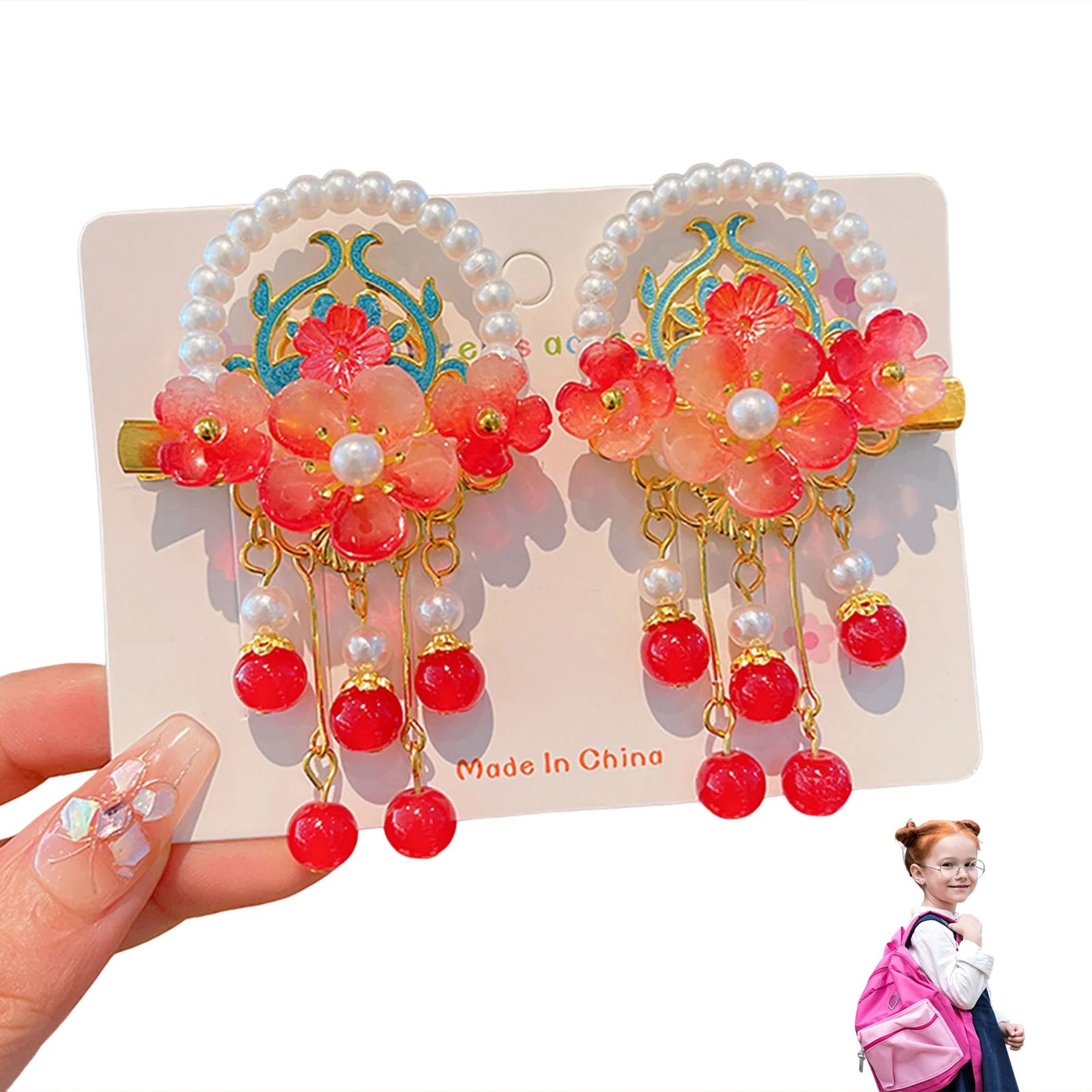 Chinese Floral Tassel Hair Clip  Elegant Alloy Hanfu Cheongsam Hair Accessory For Weddings Banquets 4