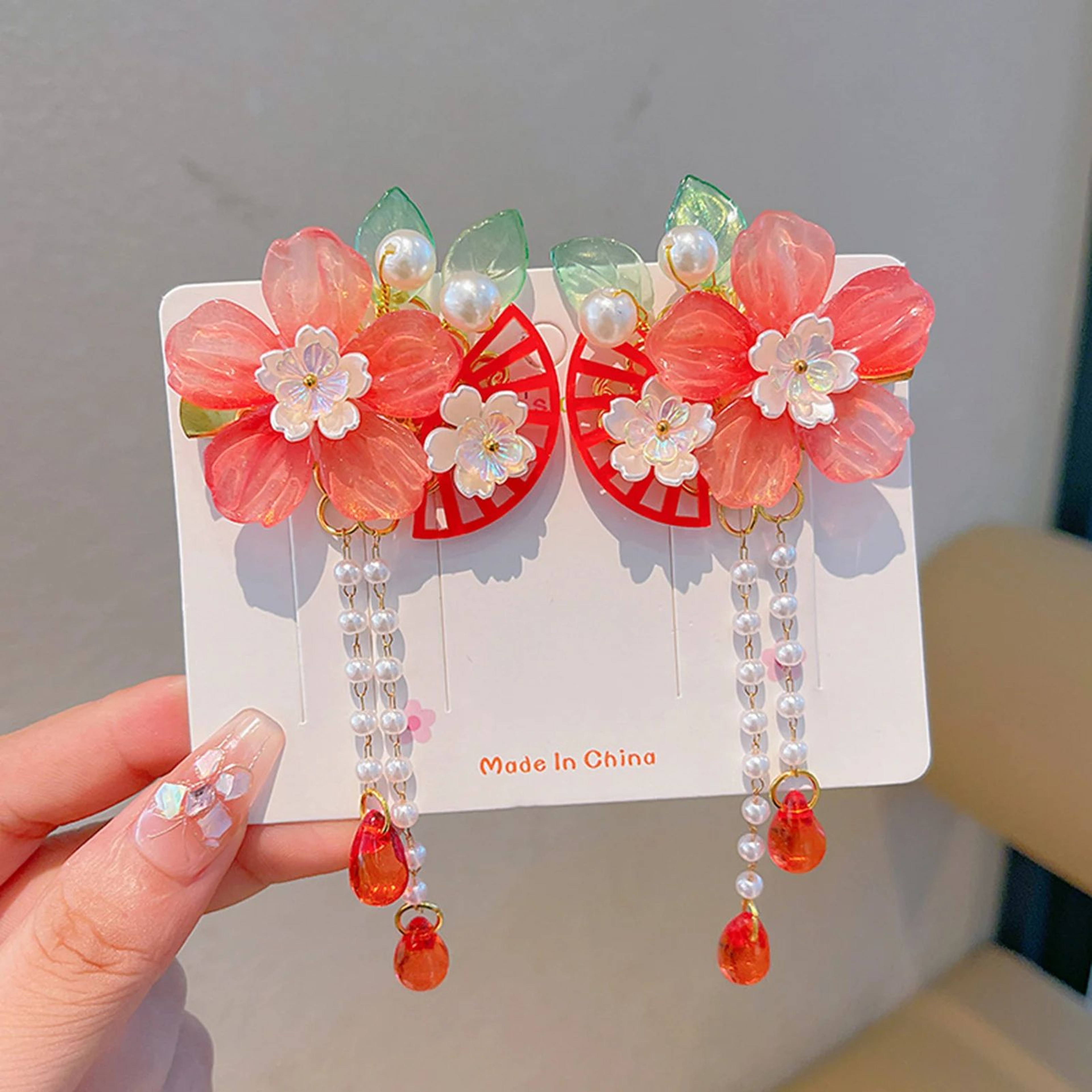 Chinese Floral Tassel Hair Clip  Elegant Alloy Hanfu Cheongsam Hair Accessory For Weddings Banquets 1