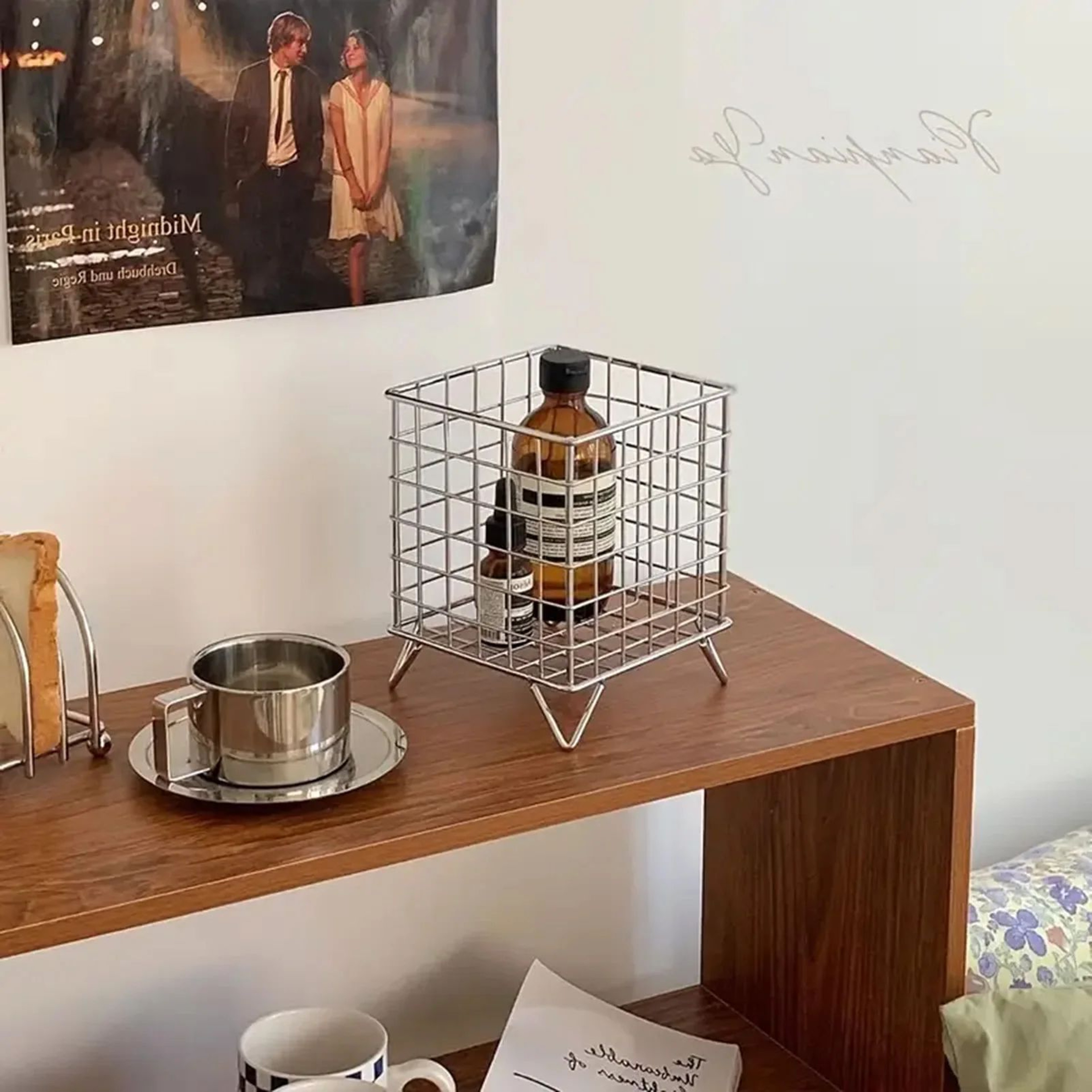 Farmhouse Iron Storage Basket  Multifunctional Metal Organizer For Kitchen Seasonings Snacks Toilet 2