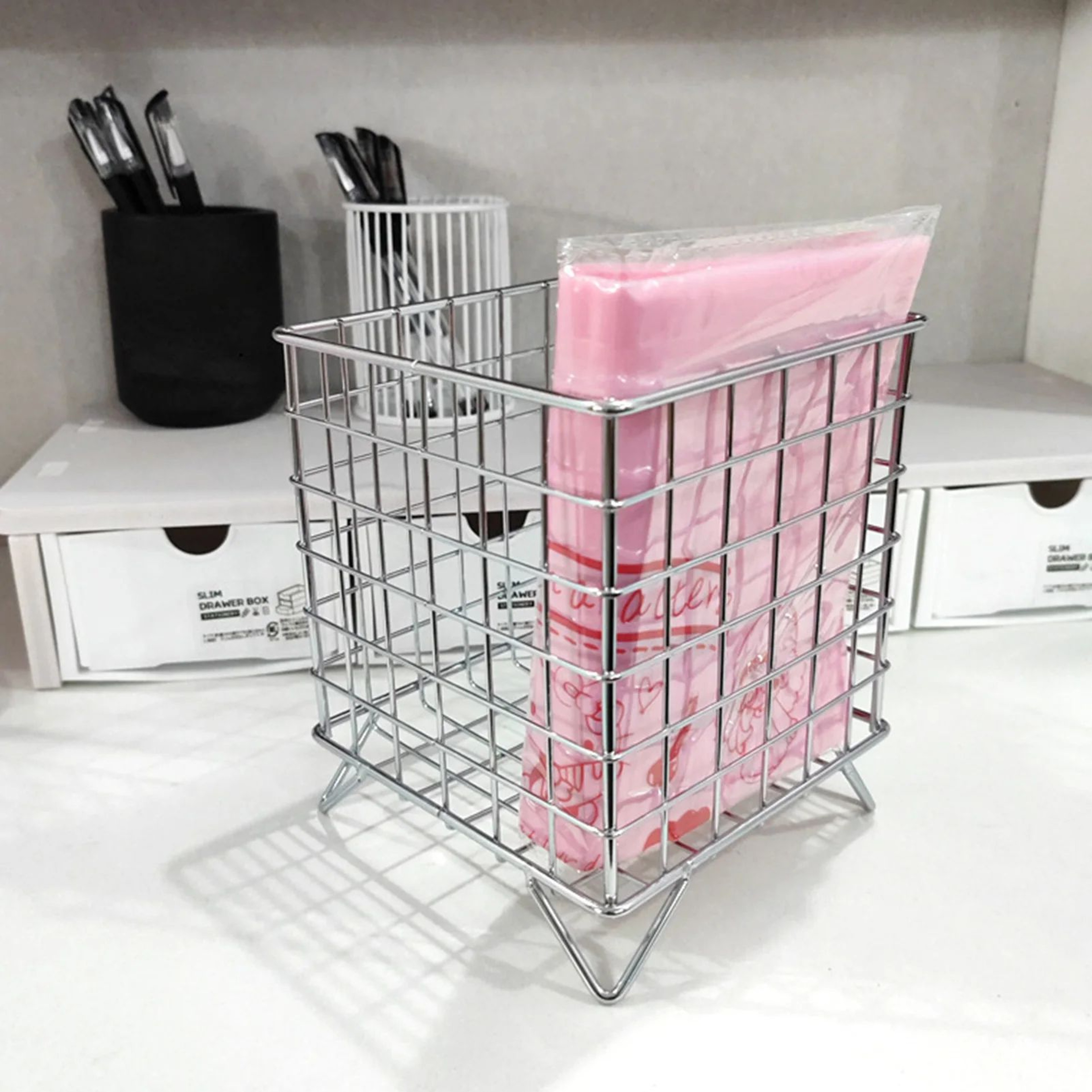Farmhouse Iron Storage Basket  Multifunctional Metal Organizer For Kitchen Seasonings Snacks Toilet 0