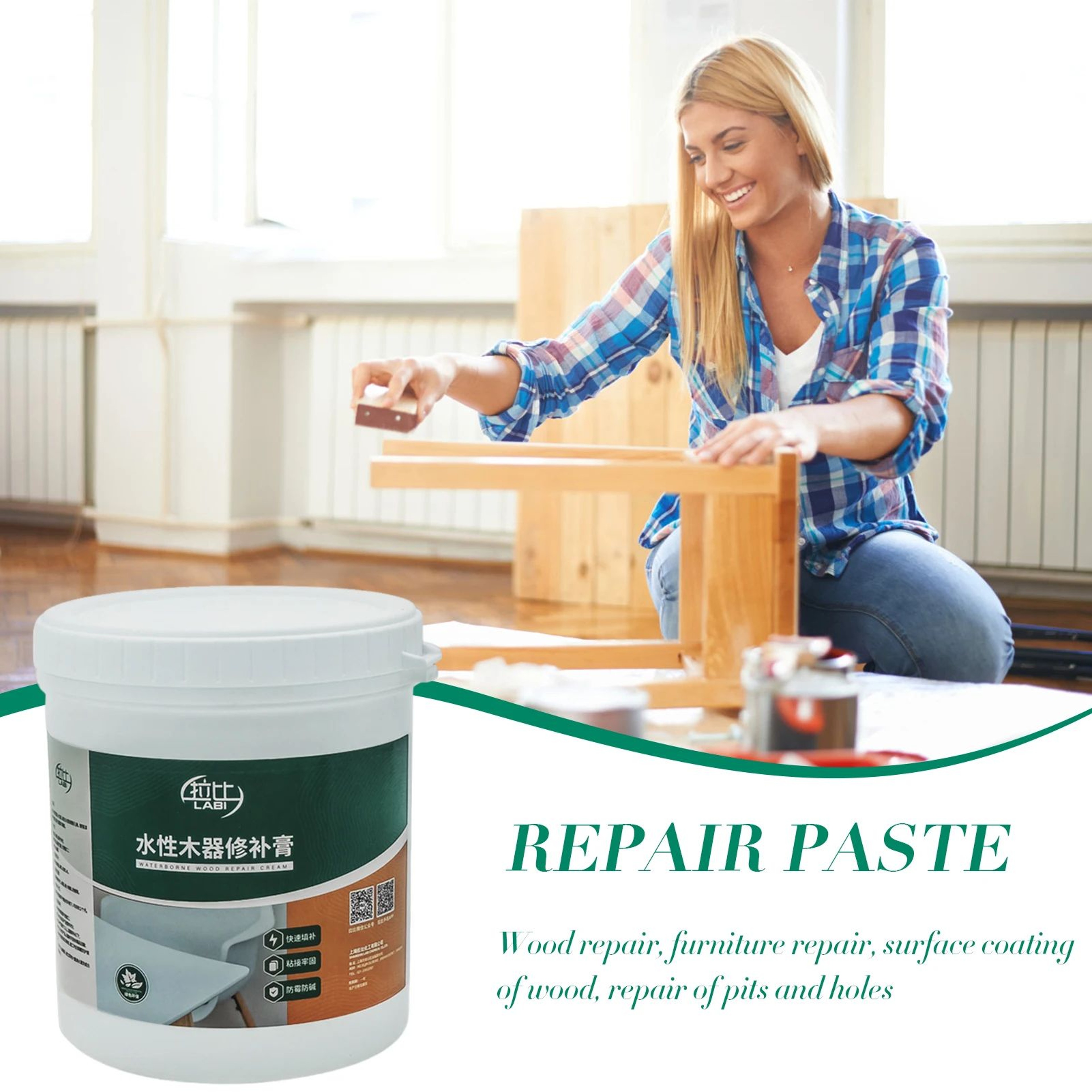 Wood Floor Repair Paste  Waterproof Scratch Crack Chip  Hole Filler Cream For Furniture Floors Wall 0