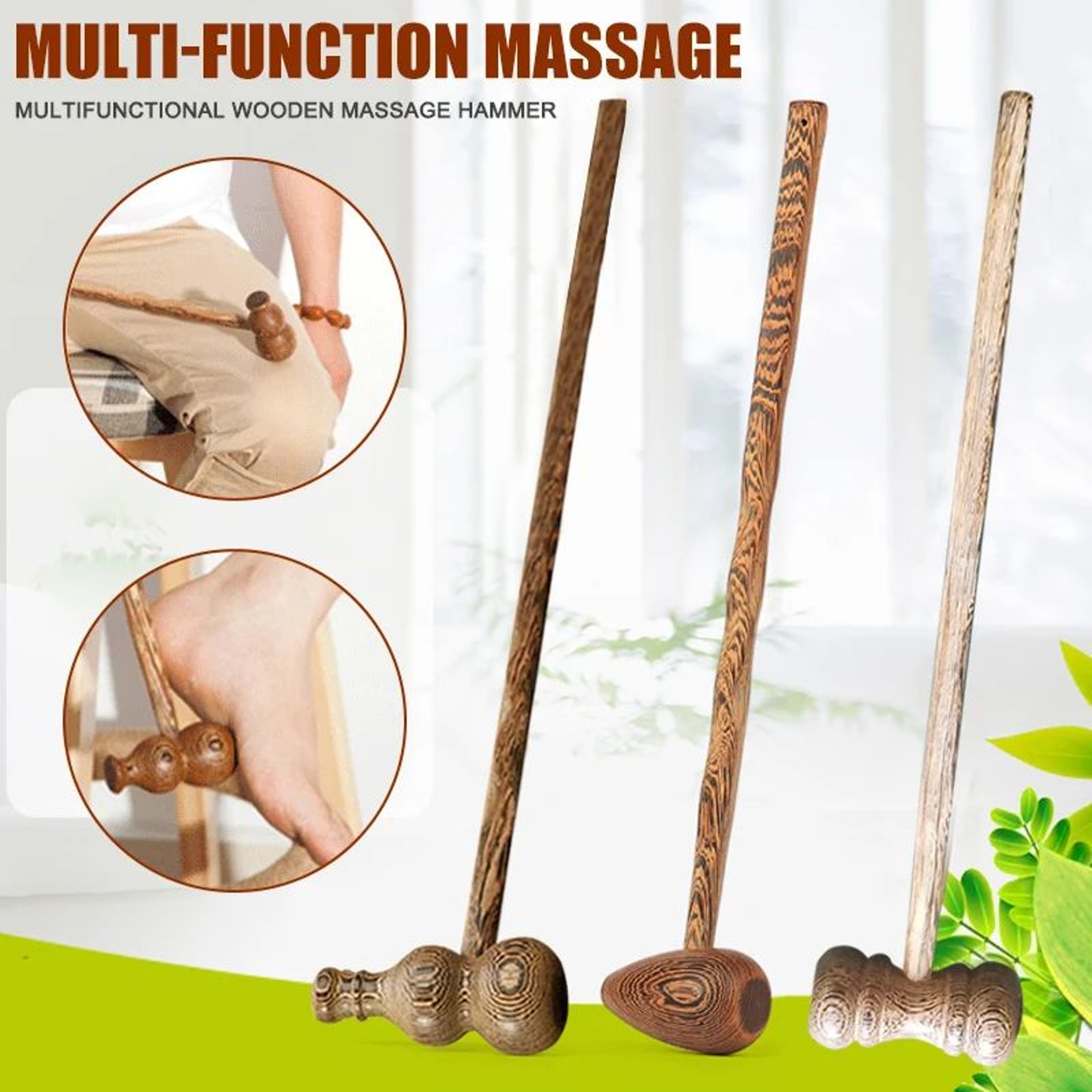 Wooden Massage Hammer  Handheld Body Massager For Relaxing Back Shoulders Arms And Legs With Easy A 0