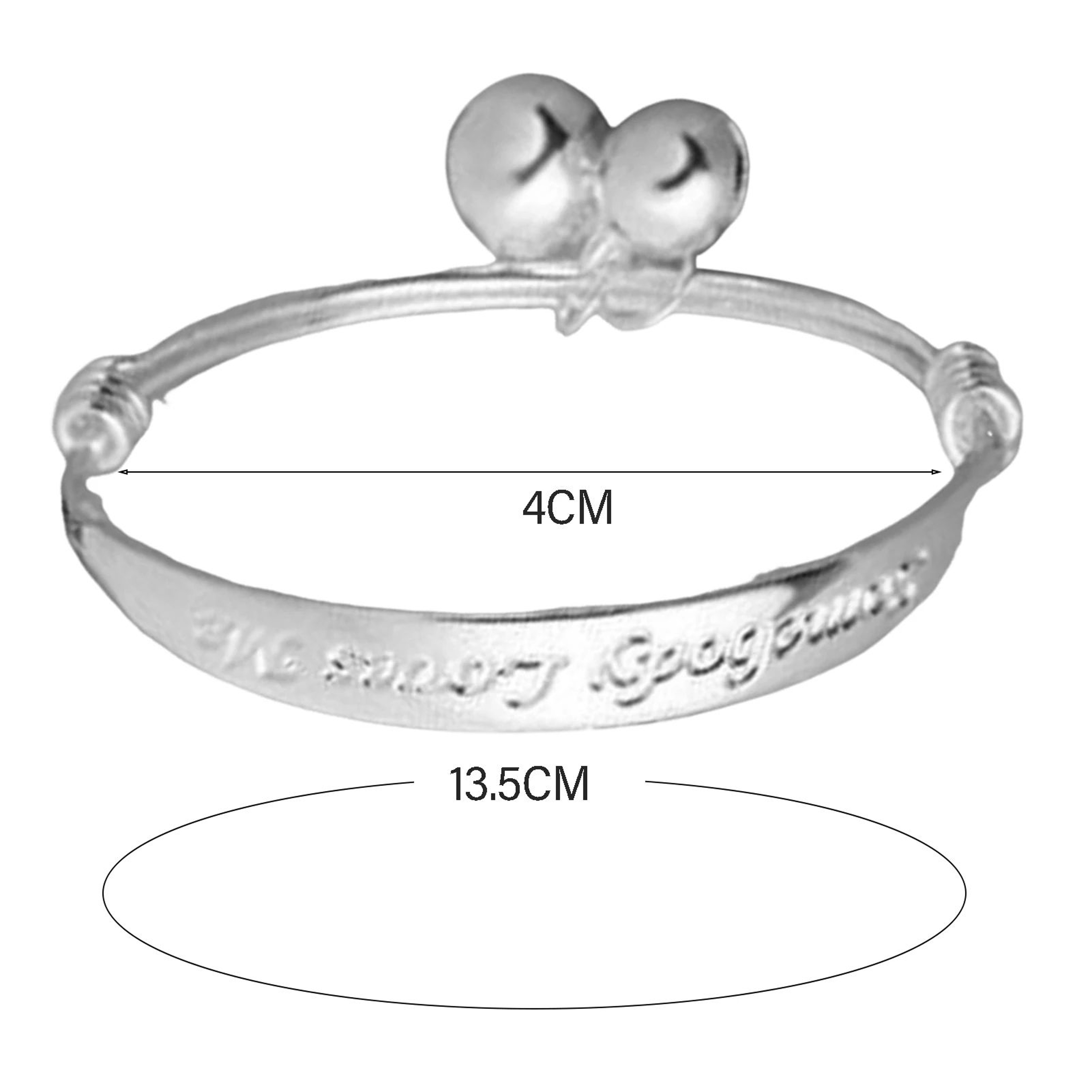 Kids SilverPlated Bangle Bracelets  2Piece Adjustable Somebody Loves Me Jewelry Set For Sentimental 5