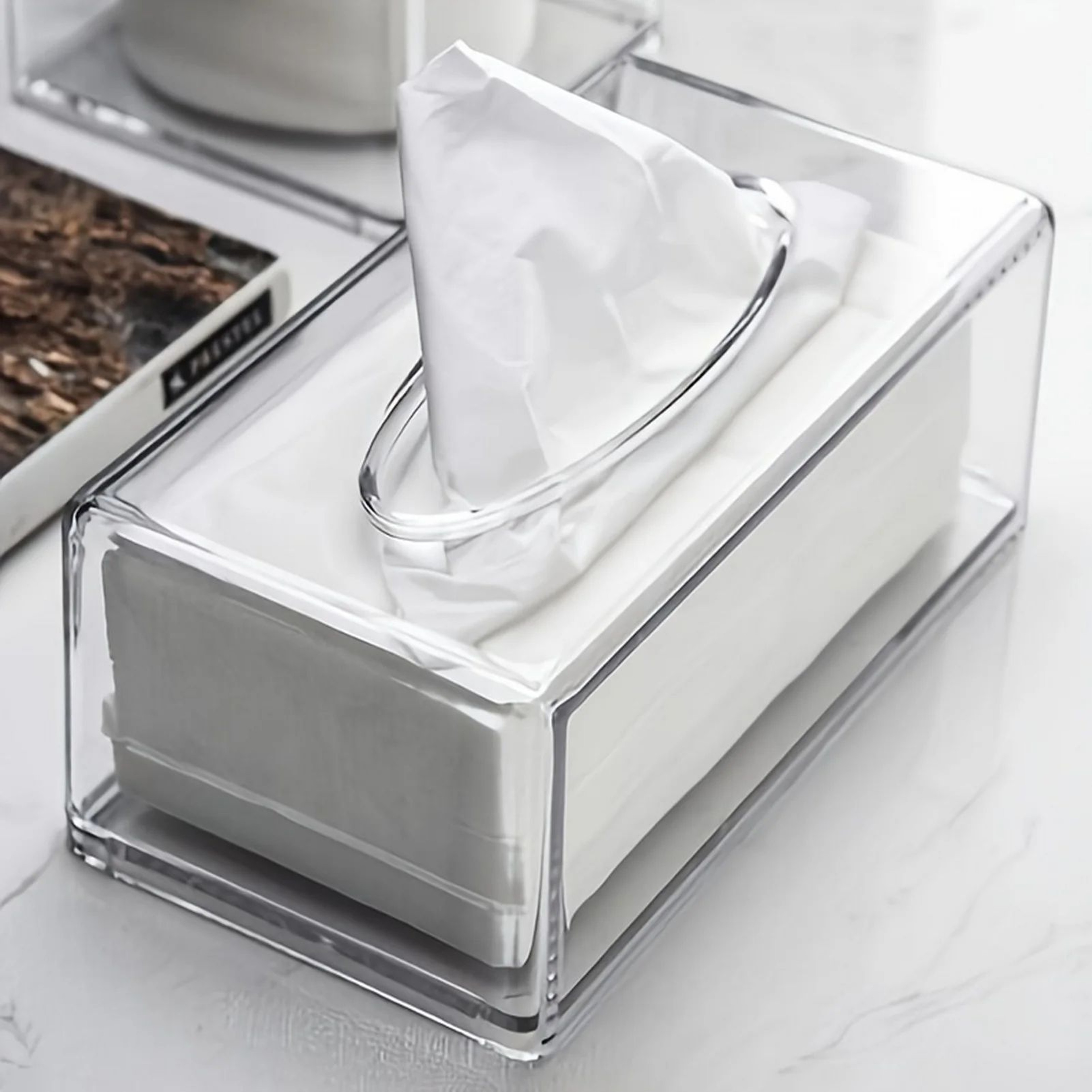 Clear Tissue Box Holder  Refillable Plastic Tissue And Dryer Sheet Dispenser For Organized Tables D 1