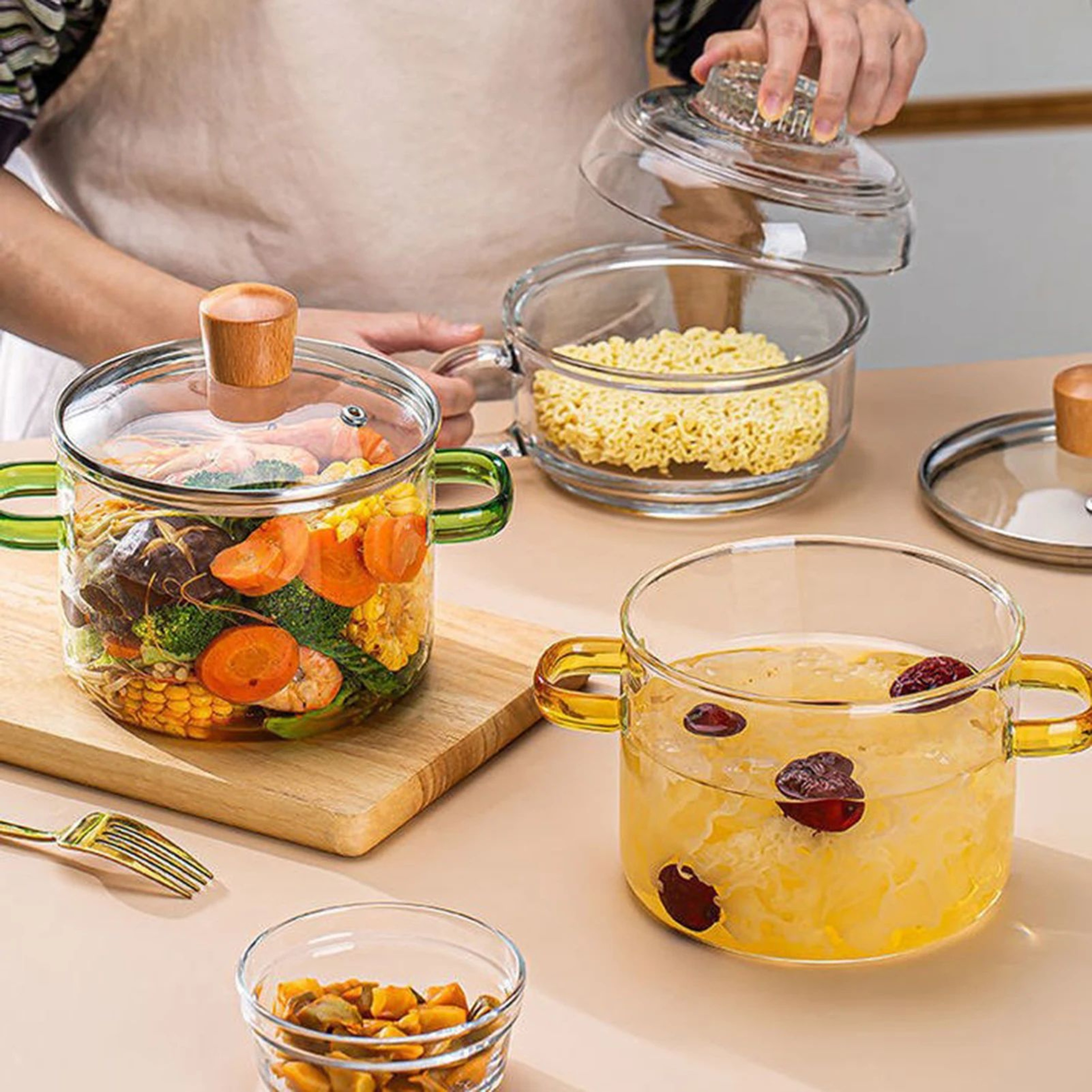 Clear Glass Cooking Saucepan With Lid  Borosilicate Pot With Double Handles For Easy Viewing Soup O 4