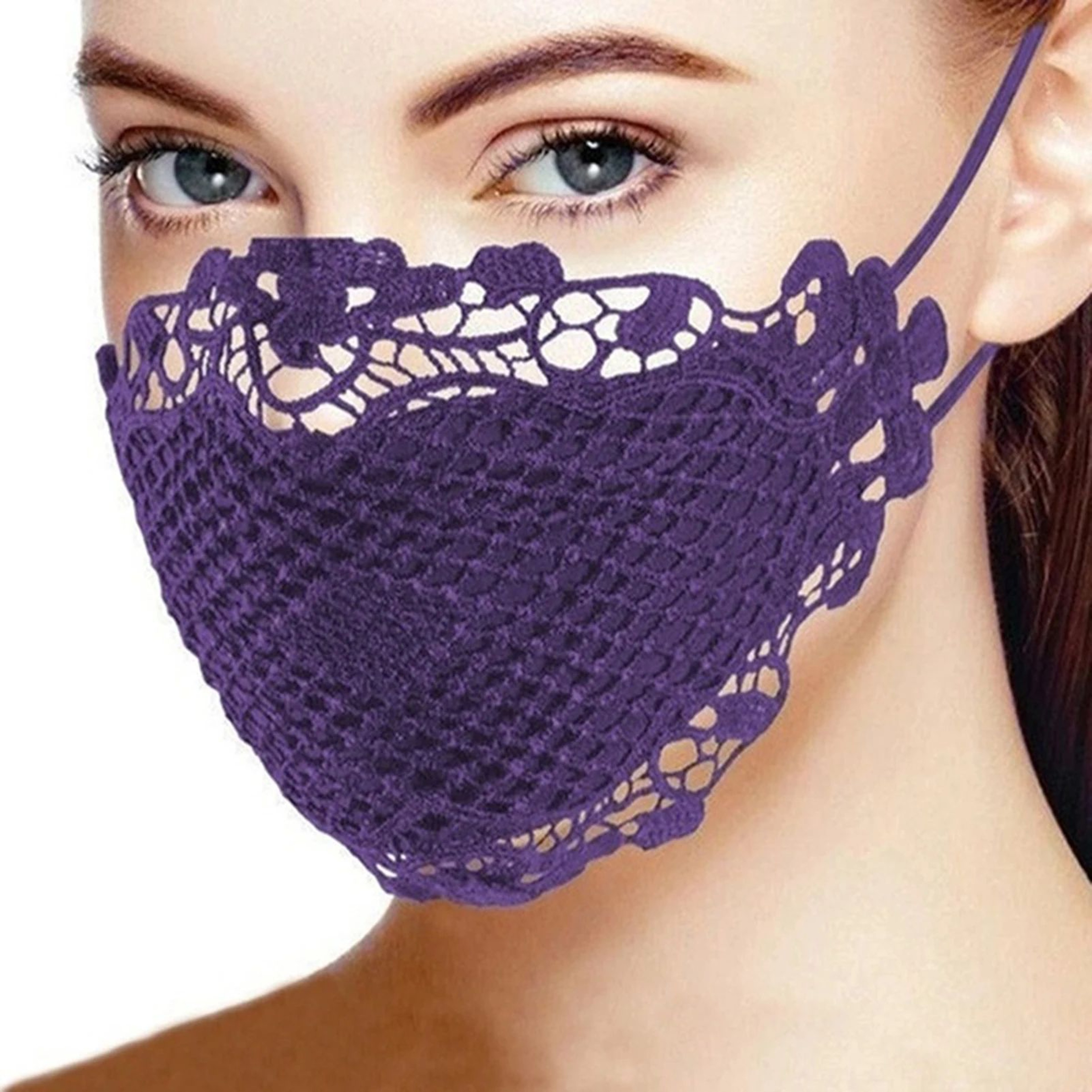 Reusable Lace Fashion Mask  Soft Cotton Face Covering With Adjustable Ear Loops For Parties Cosplay 3