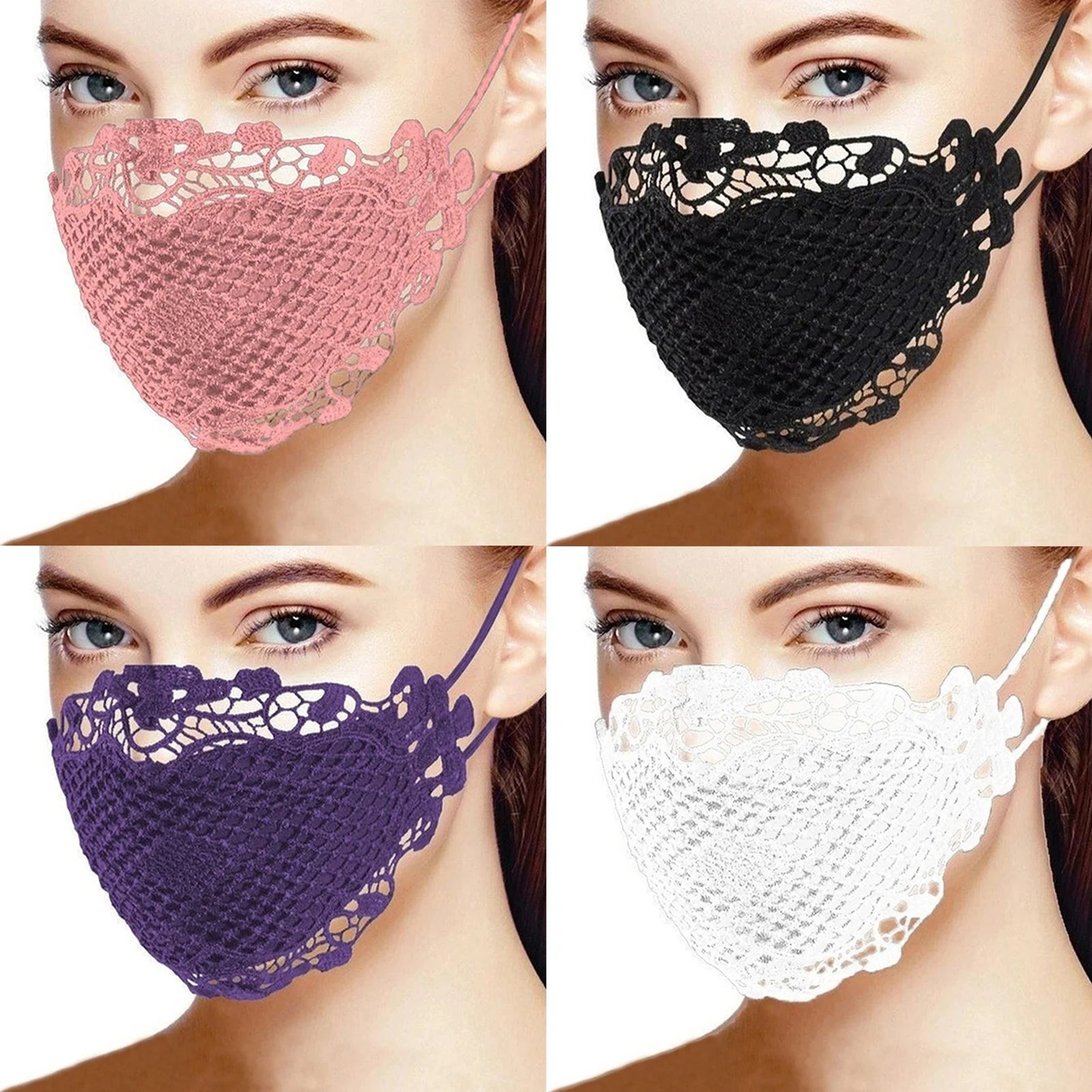 Reusable Lace Fashion Mask  Soft Cotton Face Covering With Adjustable Ear Loops For Parties Cosplay 6