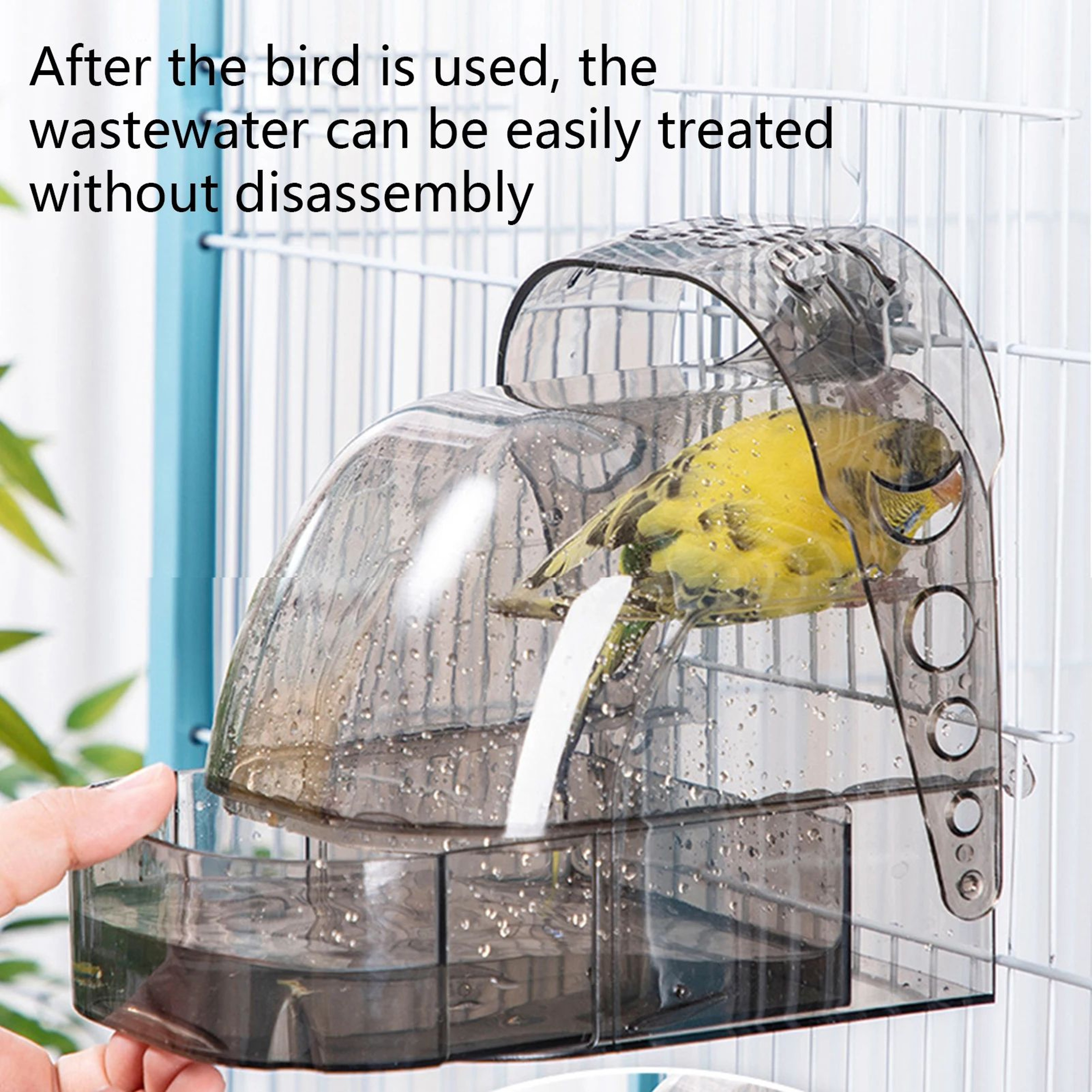 Transparent Bird Bath Box  EasyClean SlideOut Tray And SplashReducing Edges For Comfortable Small P 1