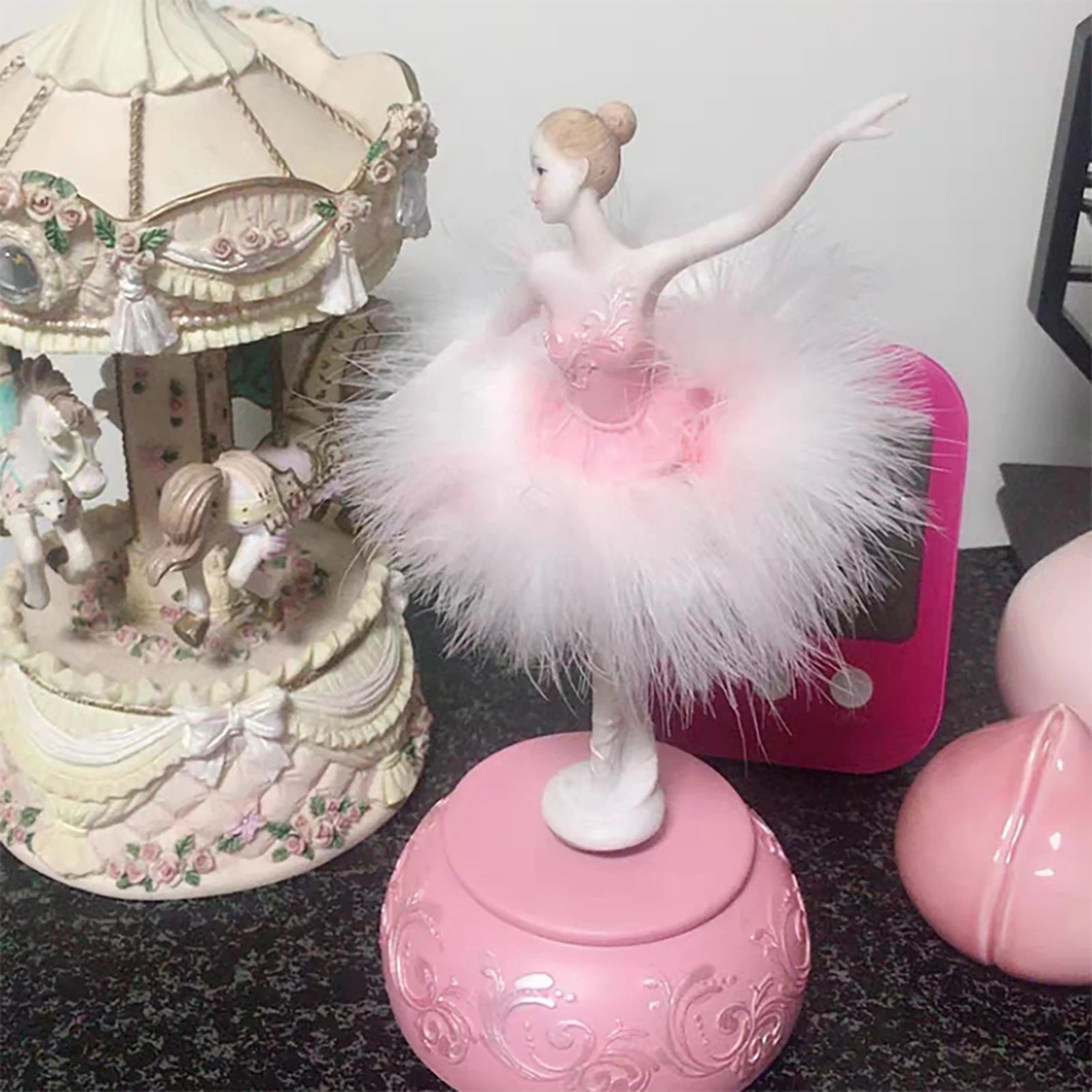 Ballerina Music Box Doll  Elegant Resin And Feather Replacement Figure For Compatible Musical Boxes 1