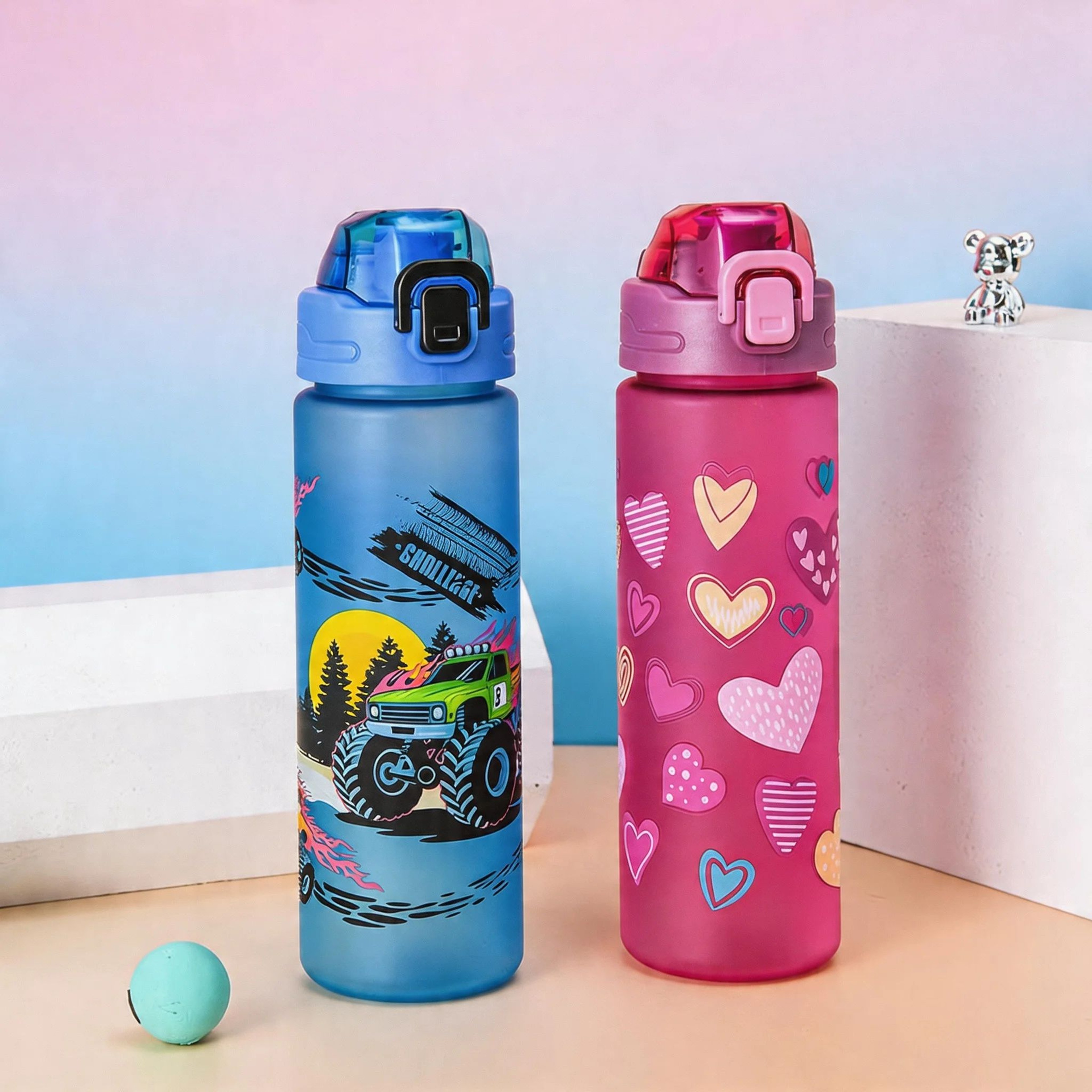 Cartoon Water Bottle  2463 Fl Oz Leakproof Plastic Tumbler With PopUp Lid For Drinking At School Sp 4