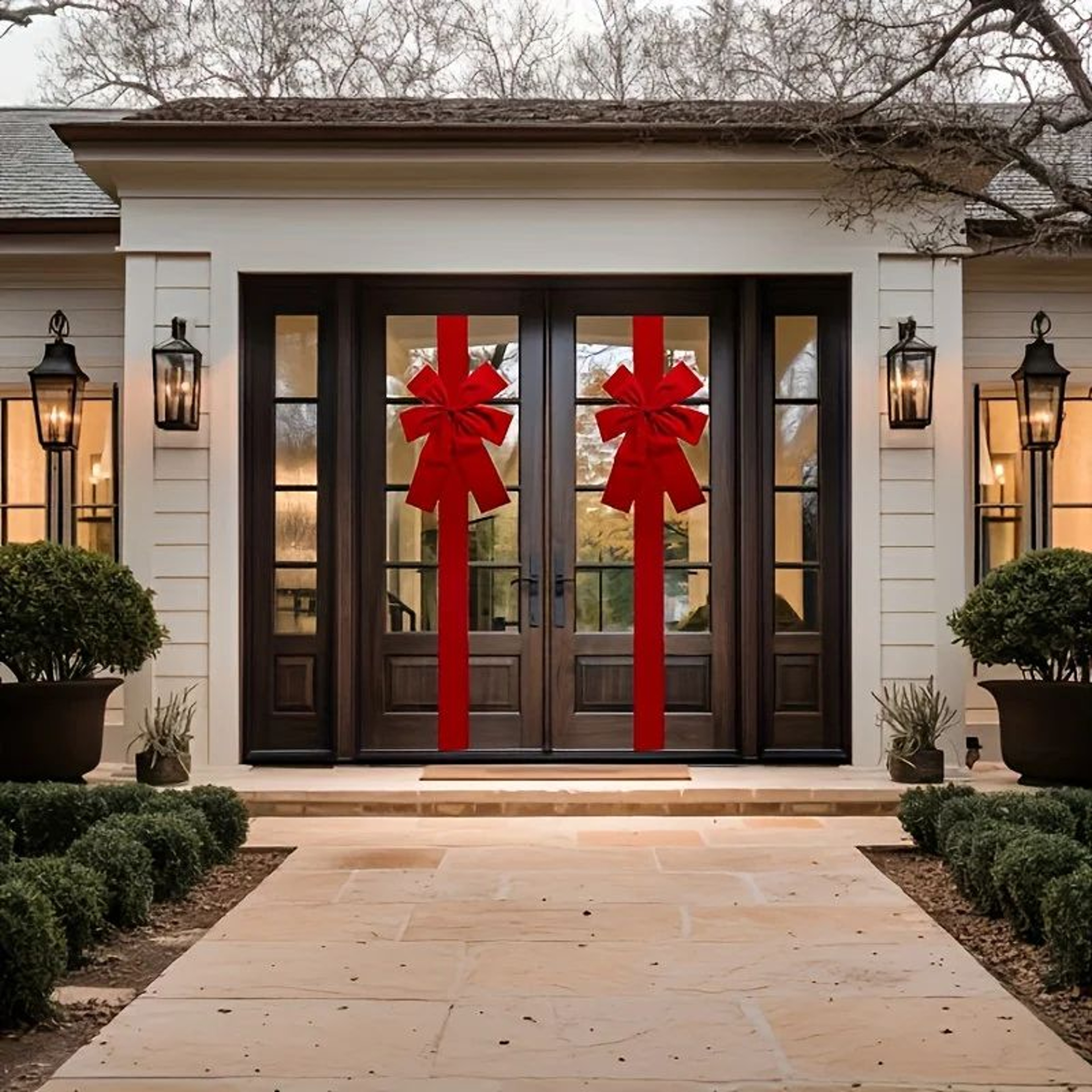 Large Red Christmas Door Bow  Festive Hanging Ribbon Decoration For Inviting Entrances New Year And 3