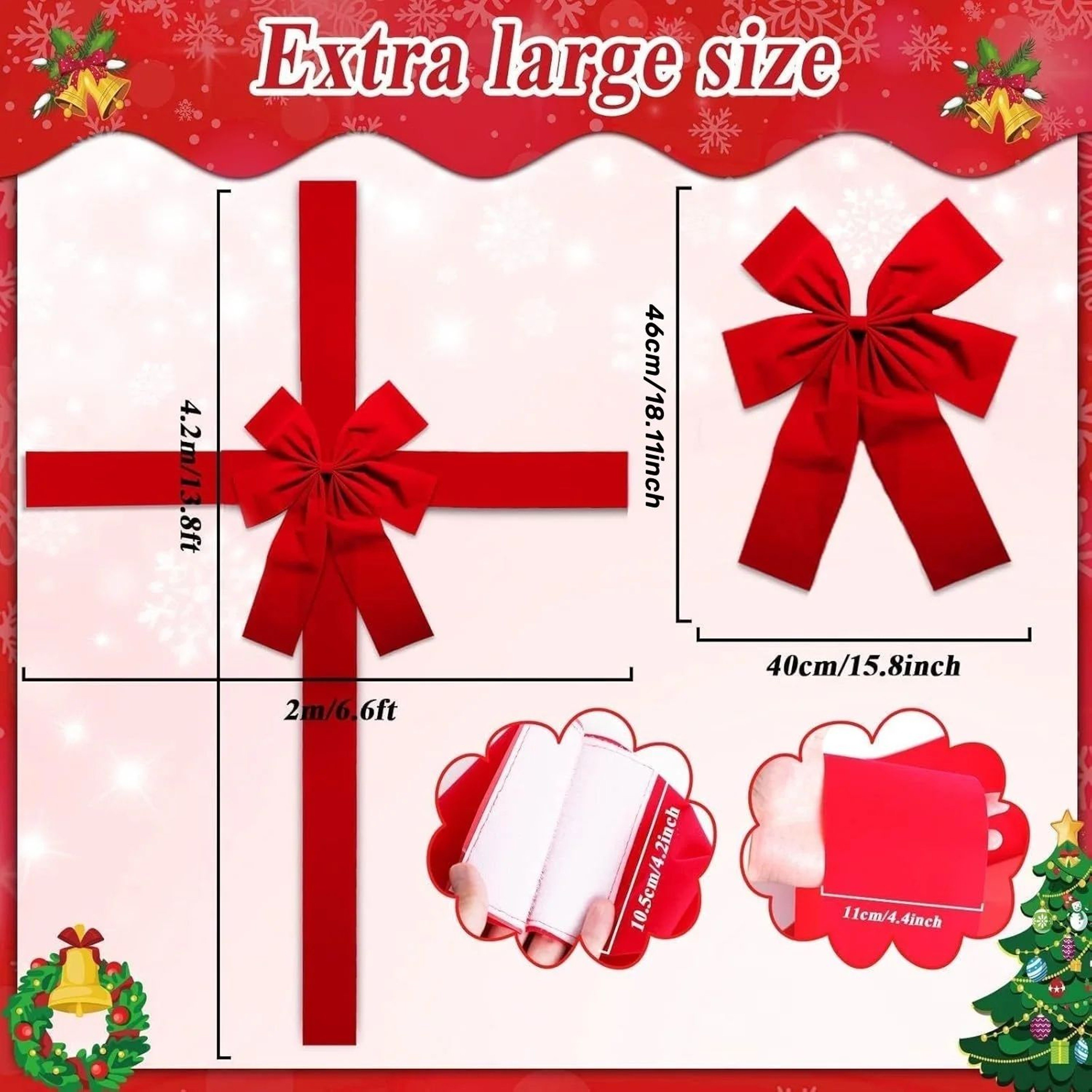 Large Red Christmas Door Bow  Festive Hanging Ribbon Decoration For Inviting Entrances New Year And 5