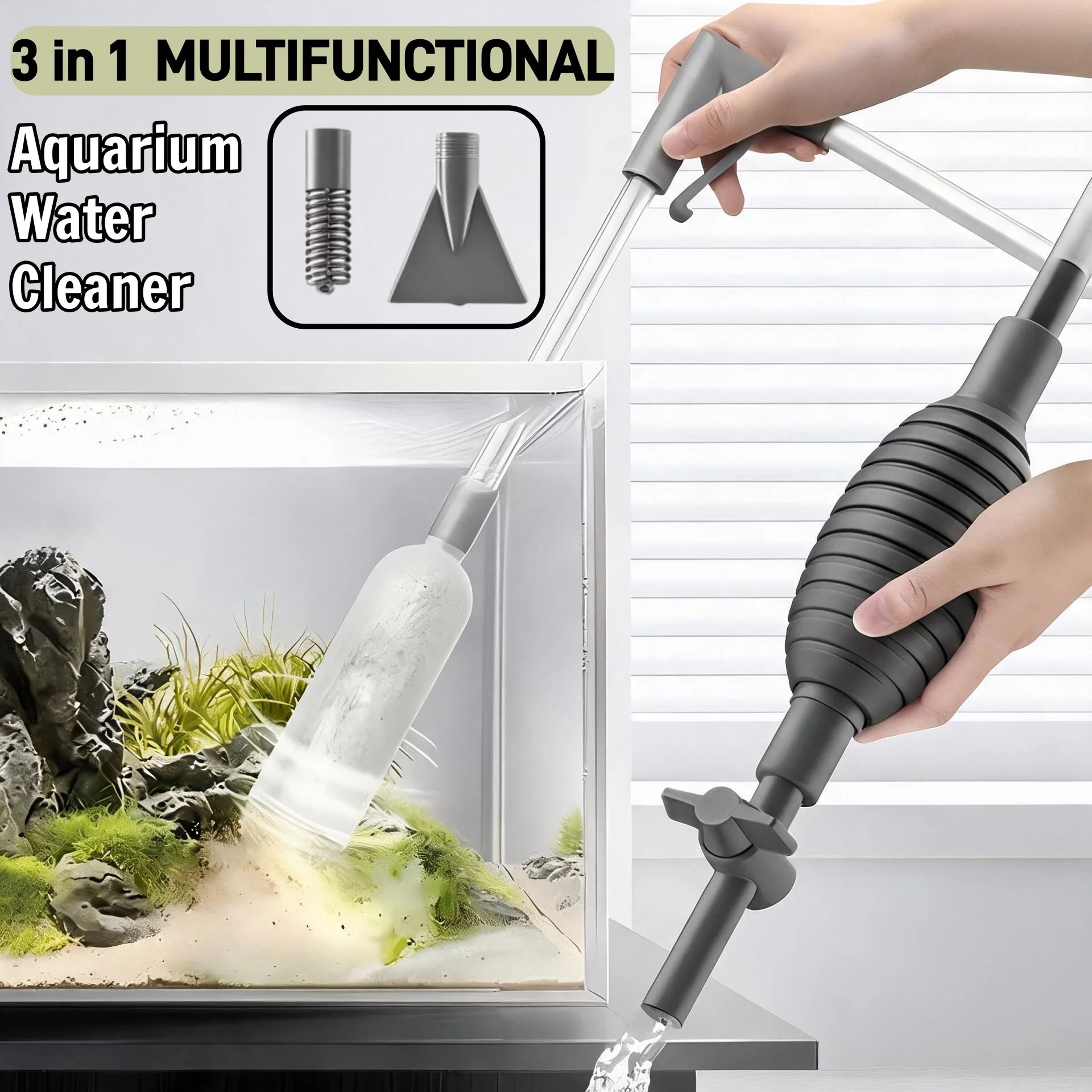 Aquarium Suction Pump Kit  Easy Water Changes And Sand Cleaning With Flexible Hose For Everyday Fis 0