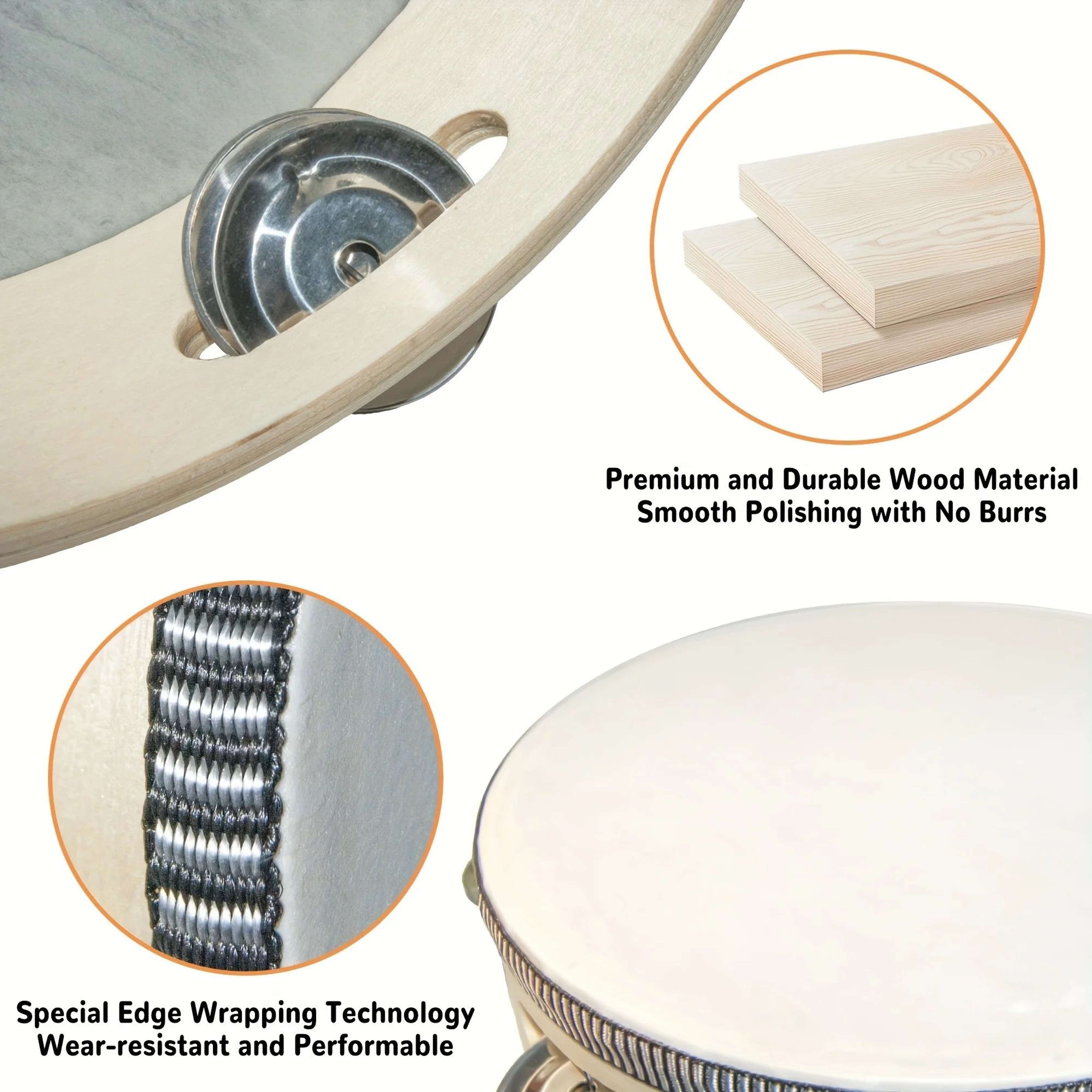 Wooden Tambourine  6810 In Handheld Percussion Instrument For Music Learning Weddings Church  Party 5