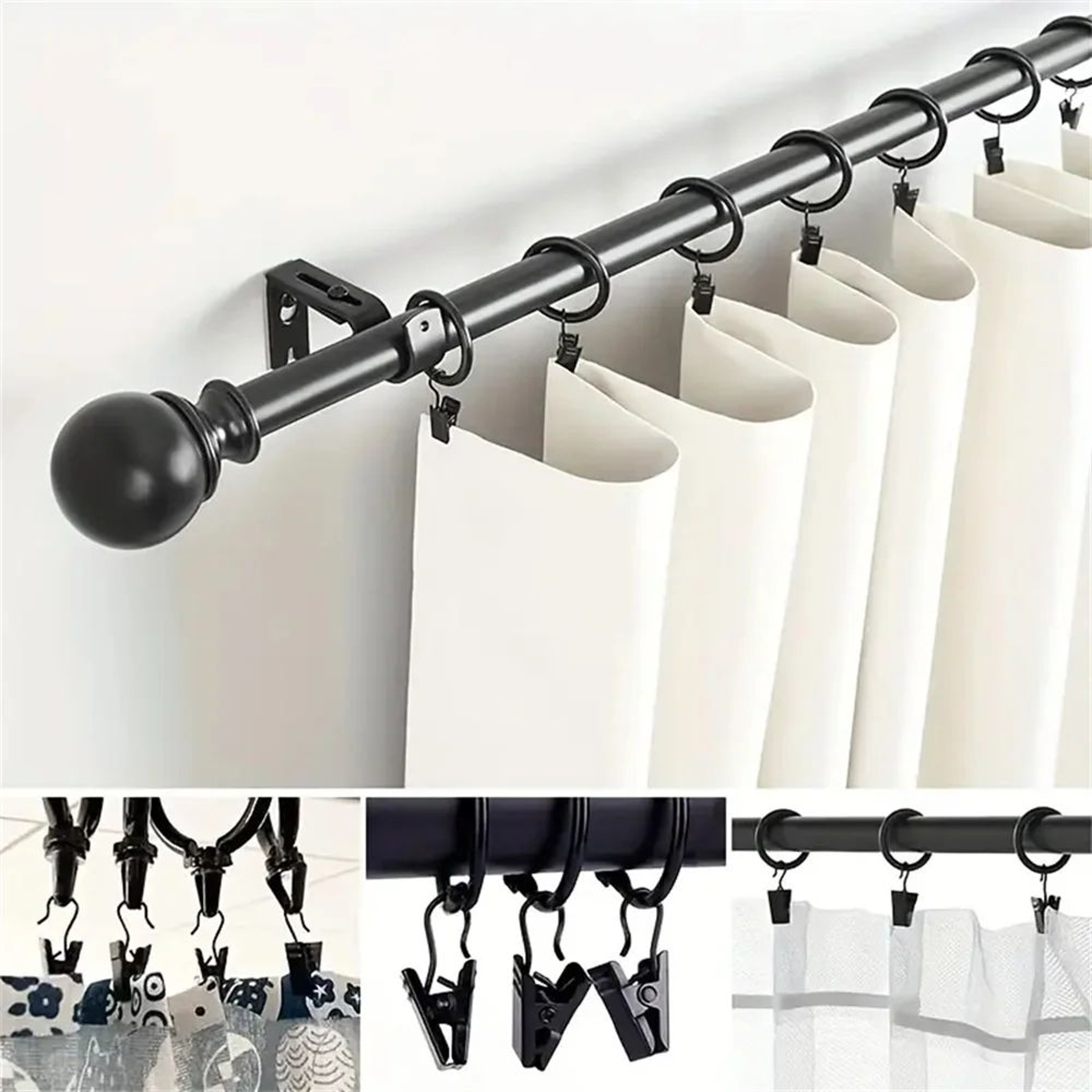 Black Metal Hanger Clips  120Piece Curtain Hook Set For Easy String Light Hanging Home Displays  Pa 1