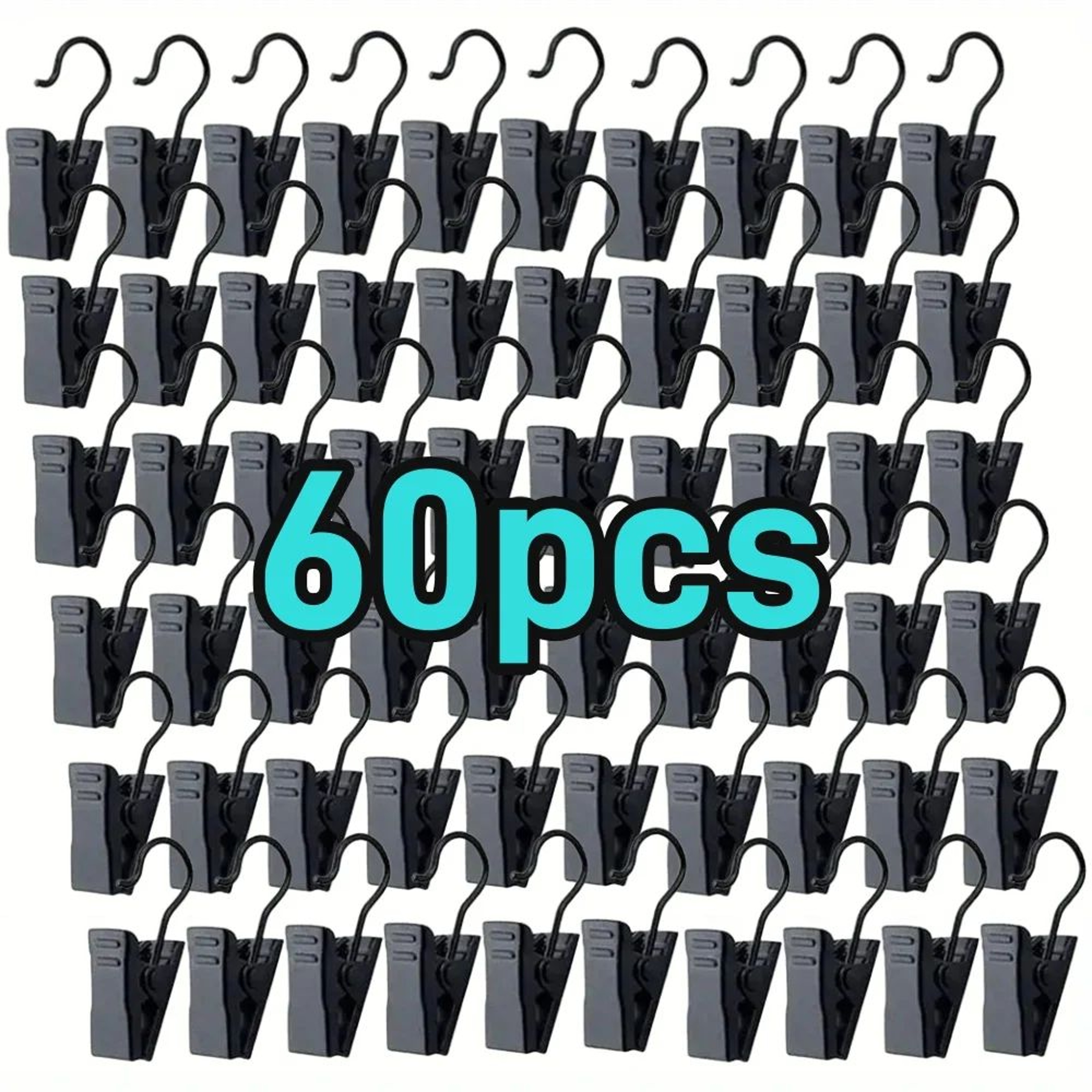 Black Metal Hanger Clips  120Piece Curtain Hook Set For Easy String Light Hanging Home Displays  Pa 6