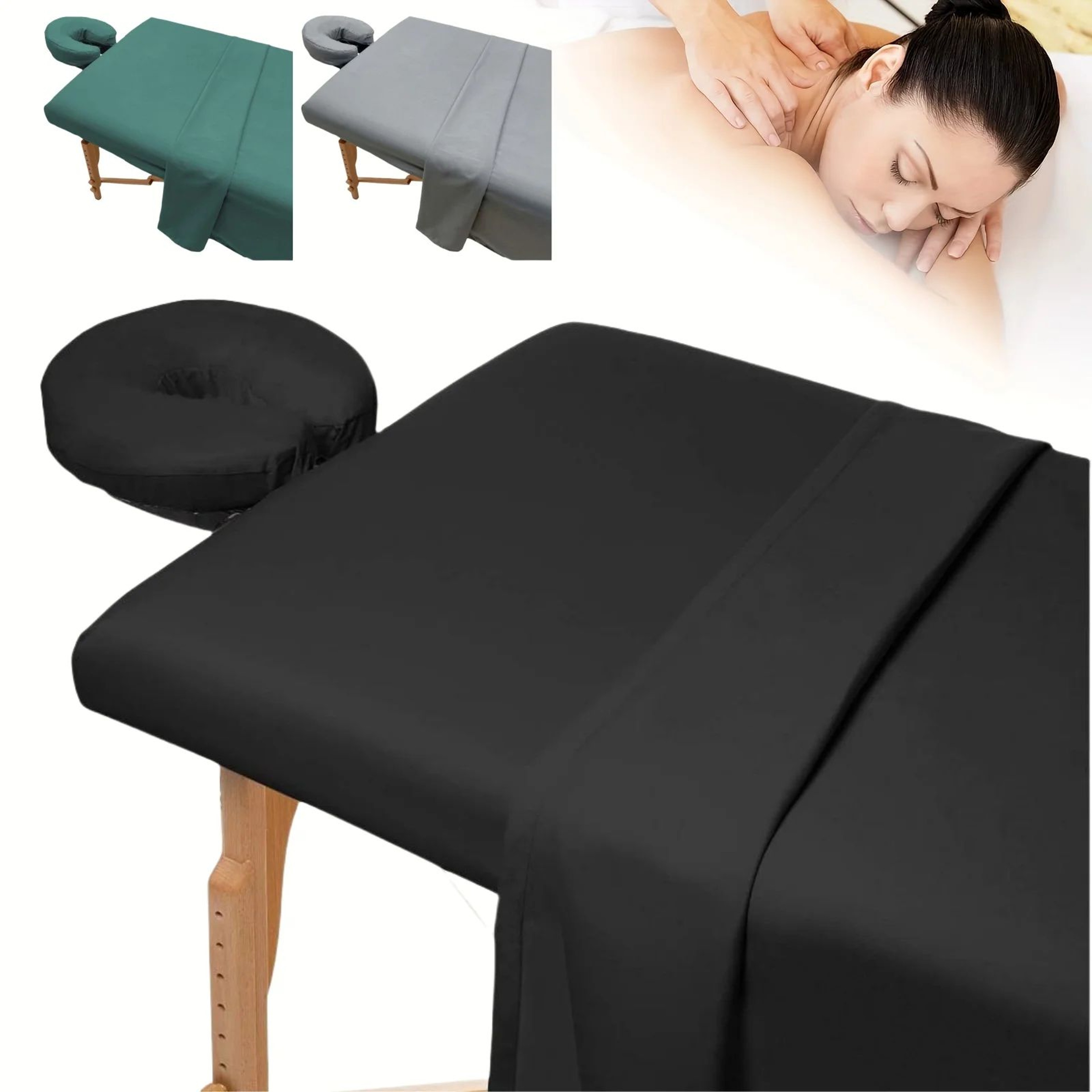 Microfiber Massage Table Sheets  3pcs Set With Flat Sheet Fitted Sheet And Face Cradle Cover For Sa 0