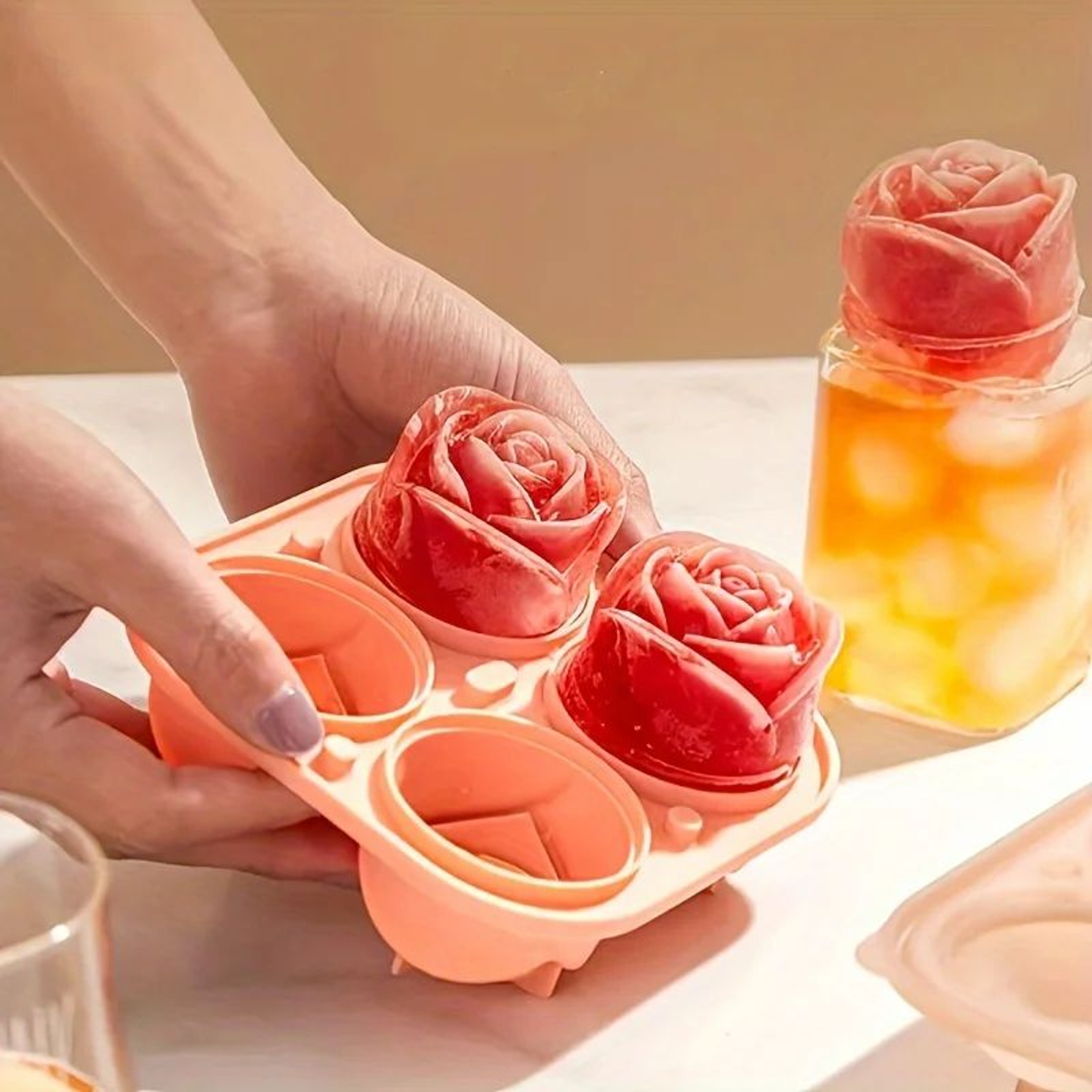 Rose Ice Cube Mold  Reusable FoodGrade Silicone Tray For Easy Release Elegant Summer Drinks And Dec 3