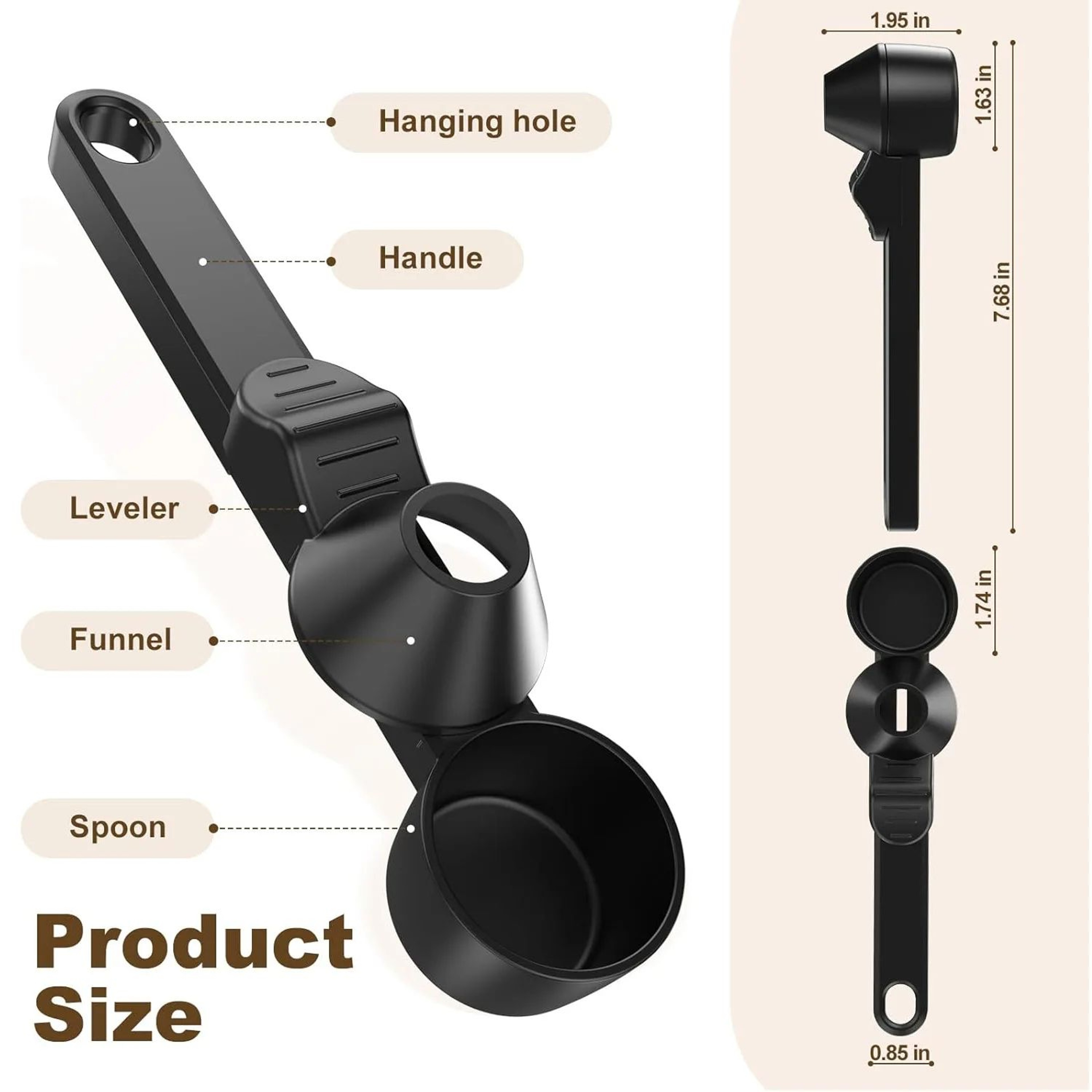 Coffee Scoop  Funnel  Measuring Spoon With Sliding Holder For Refillable Coffee Pods  Easy Protein  6