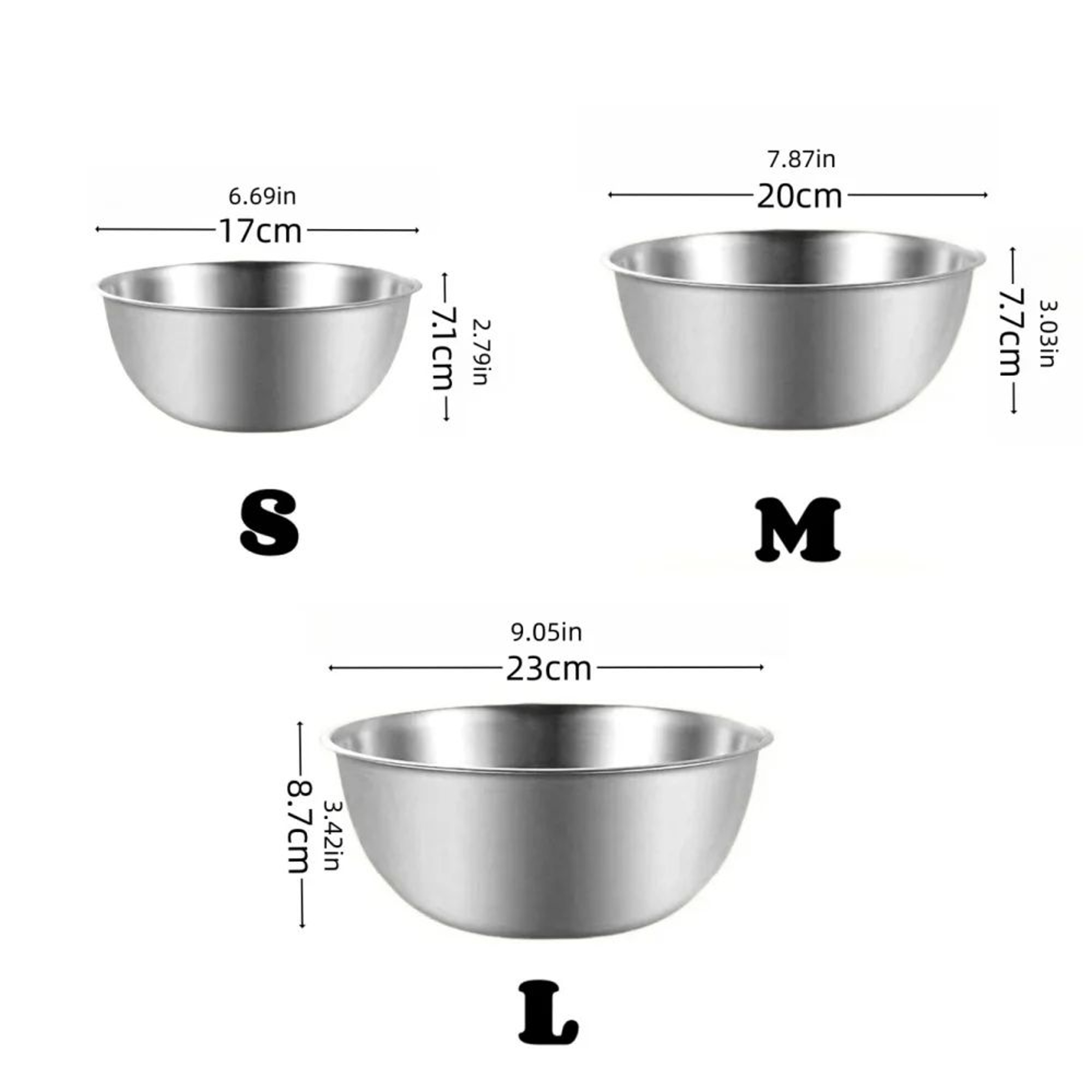 Stainless Steel Bowl Set  Large Capacity Bowls With Scale Lines For Easy Food Prep Salads Storage   6