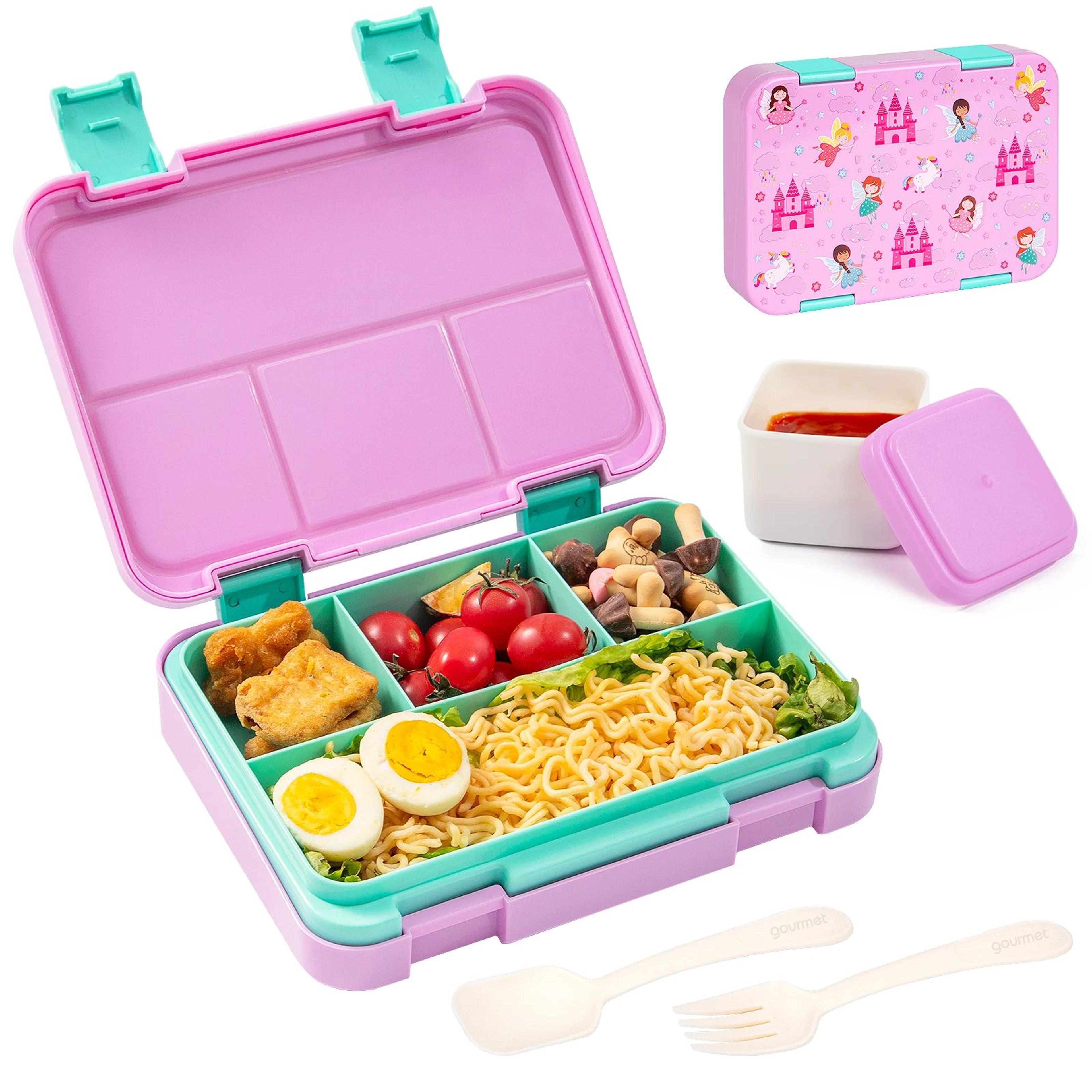 Cartoon Bento Lunch Box  3990 Fl Oz Leakproof Meal Container With Removable Dividers For School Wor 15