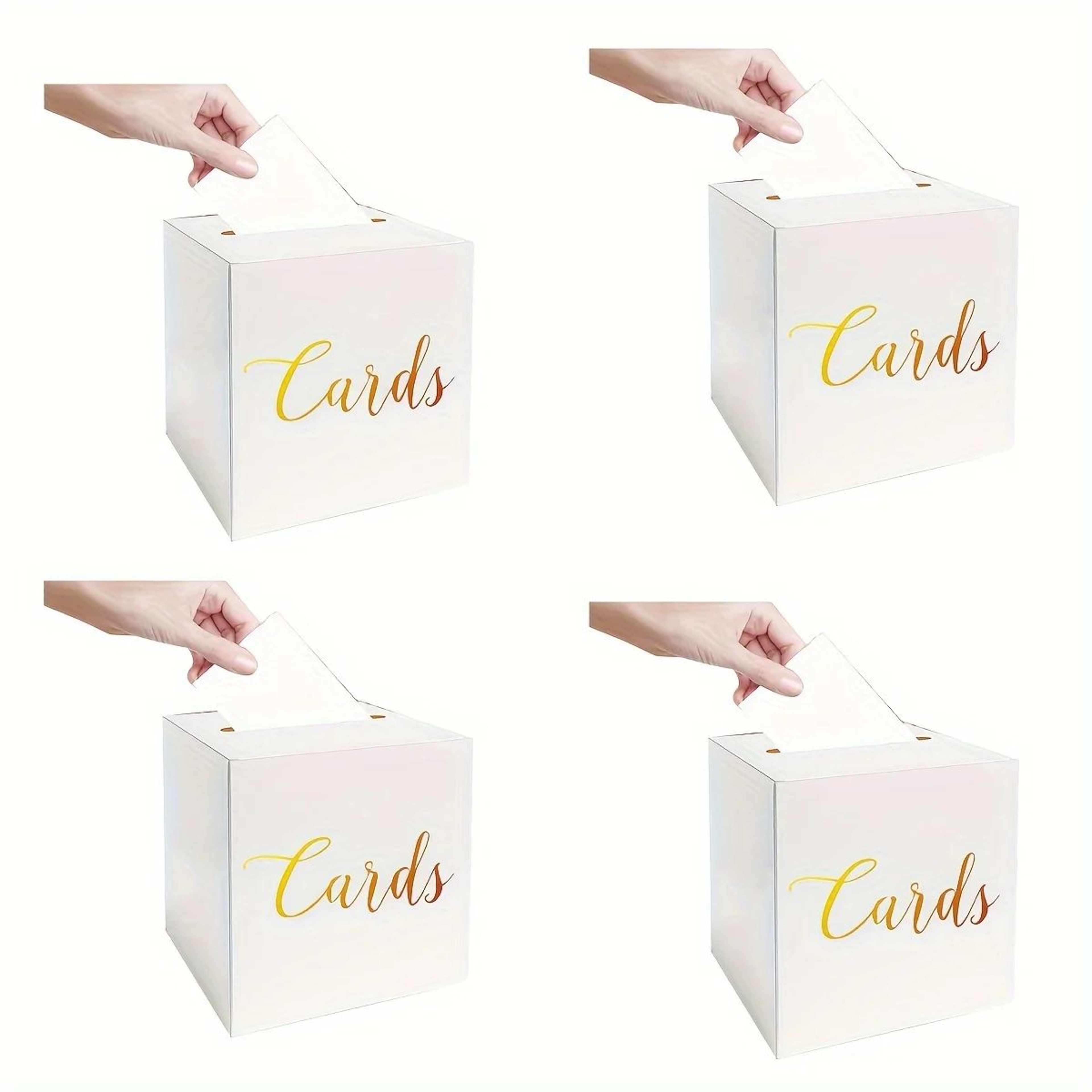 White Card Box  Gold Foil Design With 10 Cards For Wedding Receptions Baby Showers Voting Games And 8