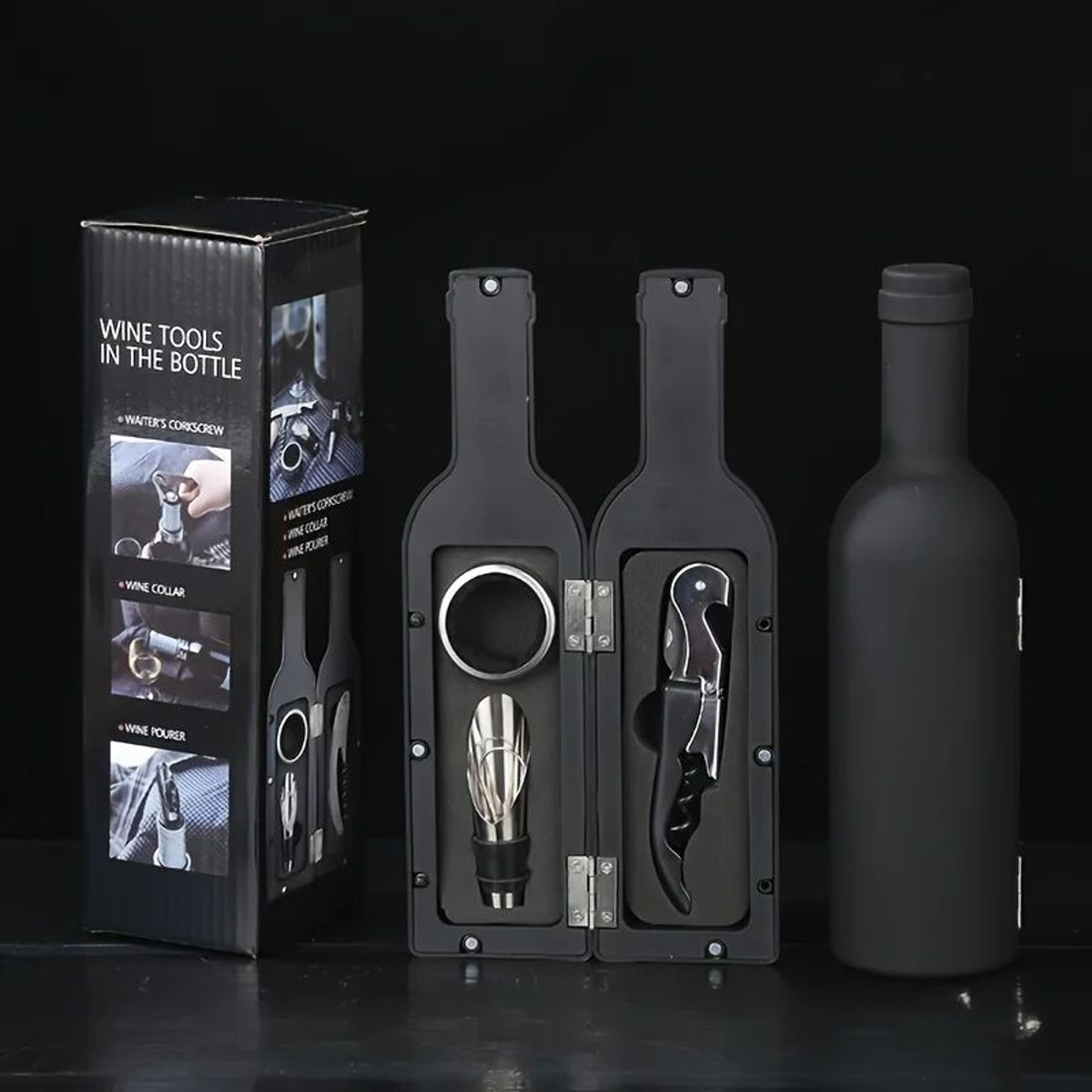 Wine Accessories Gift Set  Stainless Steel Opener With Corkscrew Stopper Pourer  Foil Cutter For Ho 1