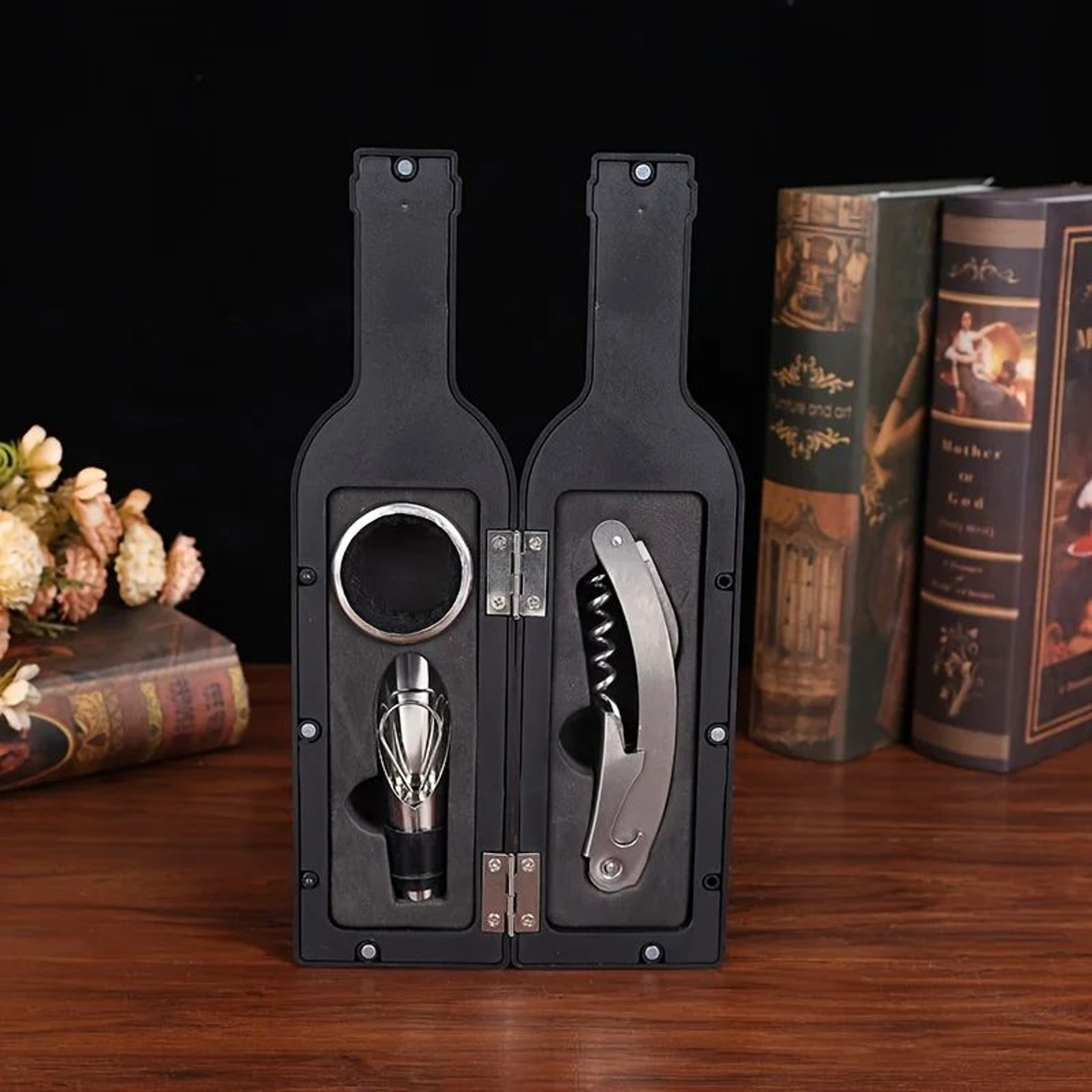 Wine Accessories Gift Set  Stainless Steel Opener With Corkscrew Stopper Pourer  Foil Cutter For Ho 3