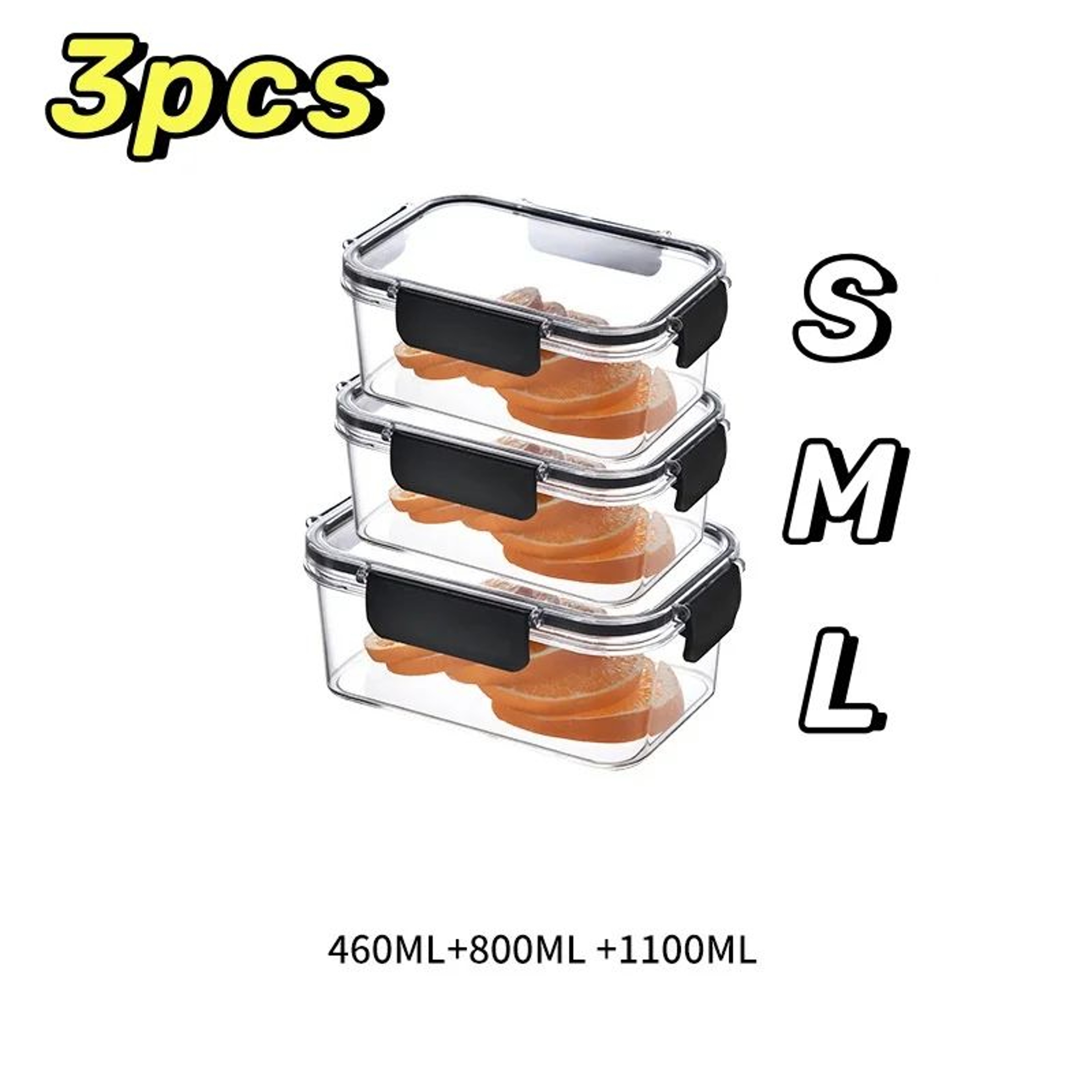 Clear Refrigerator Storage Boxes  Sealed PET Food Containers In 3 Sizes For Neat Fruit Vegetables A 12
