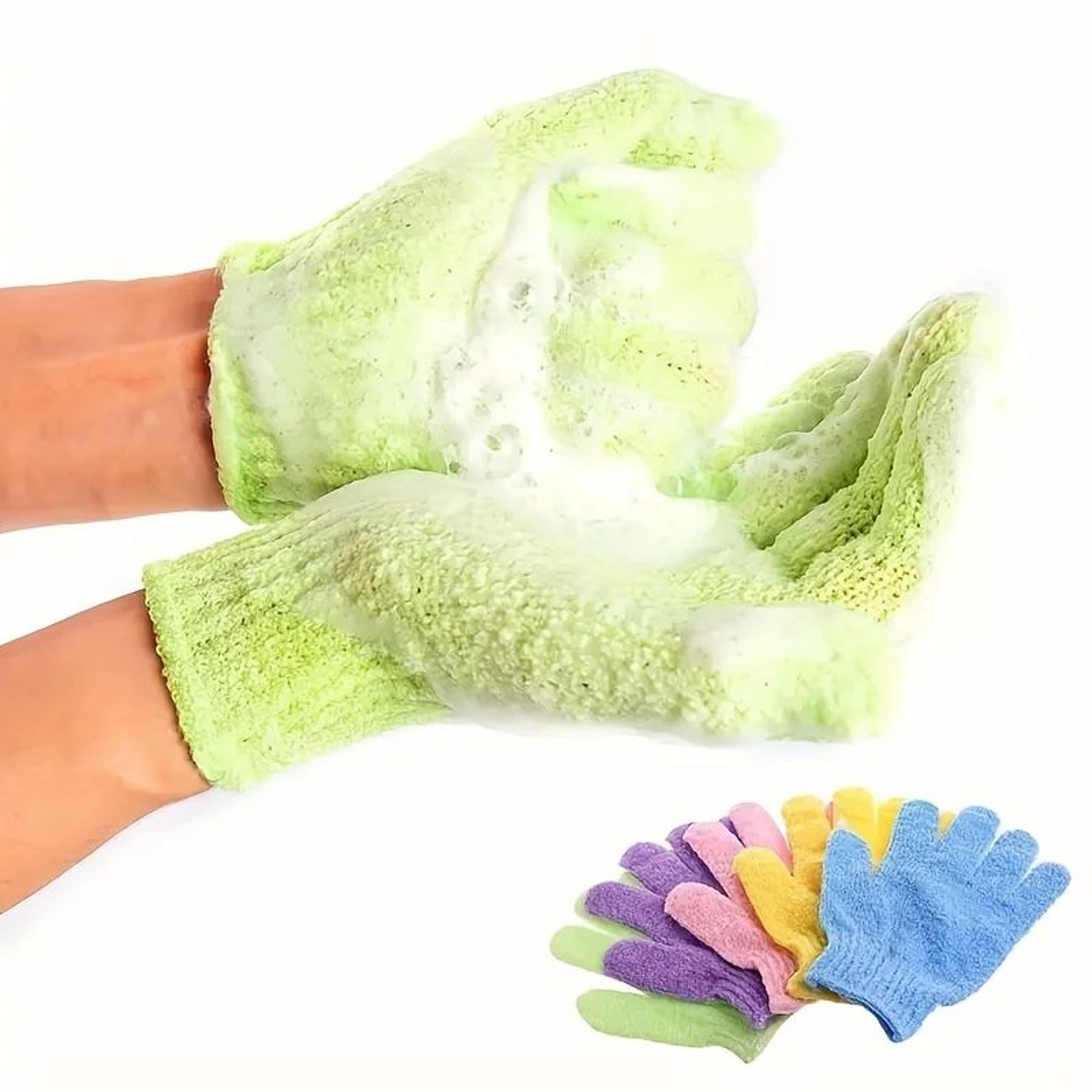 Exfoliating Shower Gloves  DoubleSided Body Scrub Mitts For Dead Skin Removal And SmootherFeeling S 1
