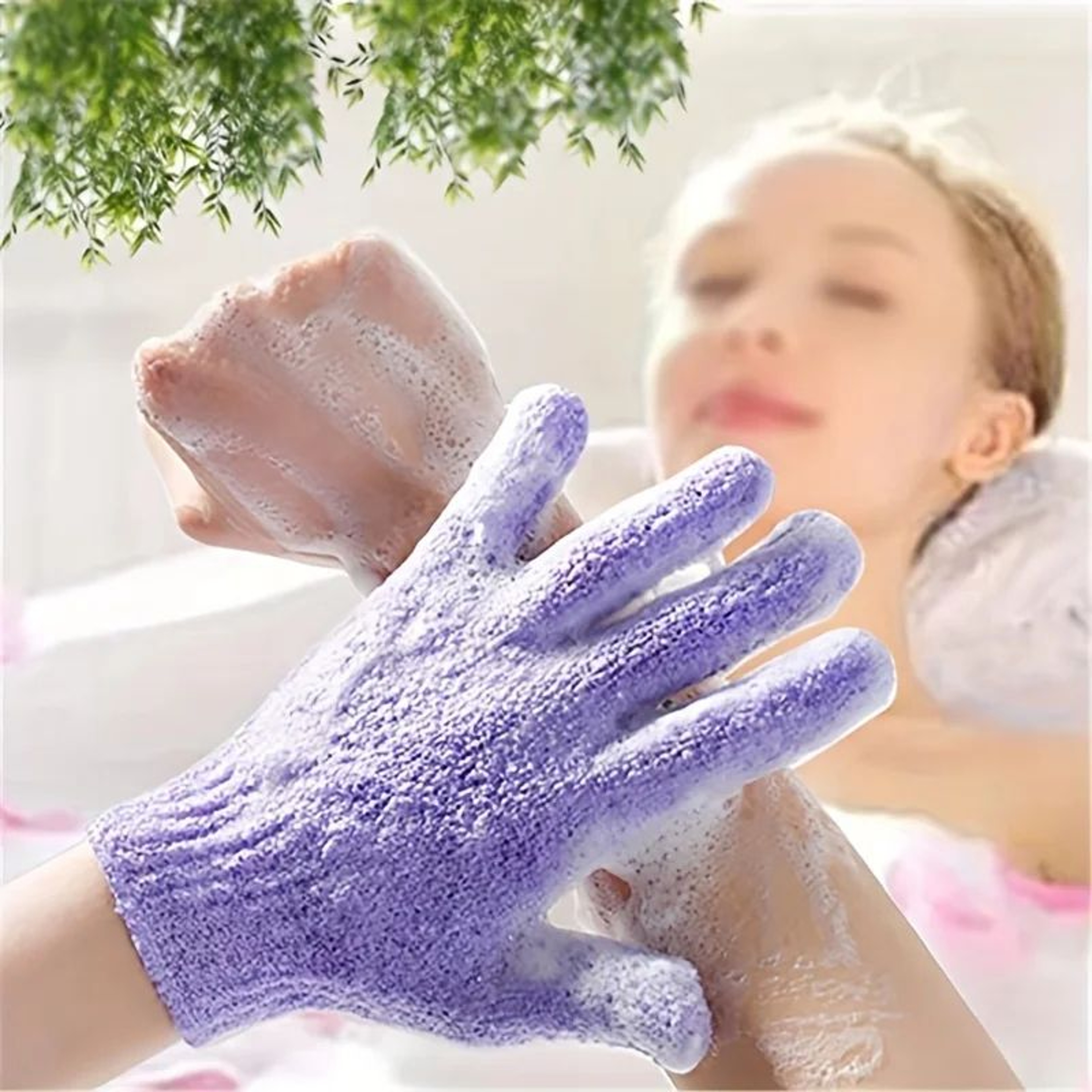 Exfoliating Shower Gloves  DoubleSided Body Scrub Mitts For Dead Skin Removal And SmootherFeeling S 4