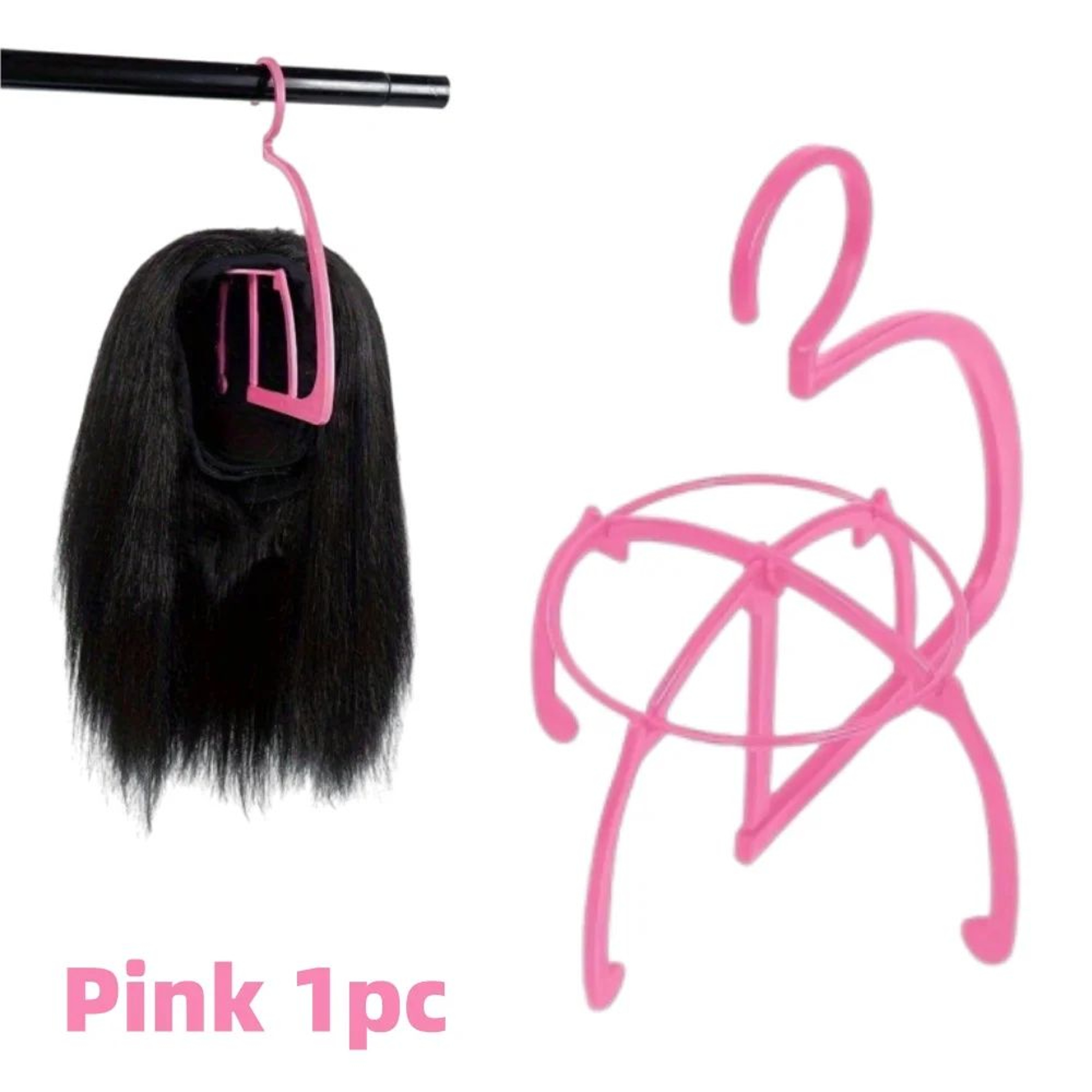 Folding Wig Stand  Portable Plastic Wig And Hat Holder In Black Or Pink For Easy Storage Styling  O 10