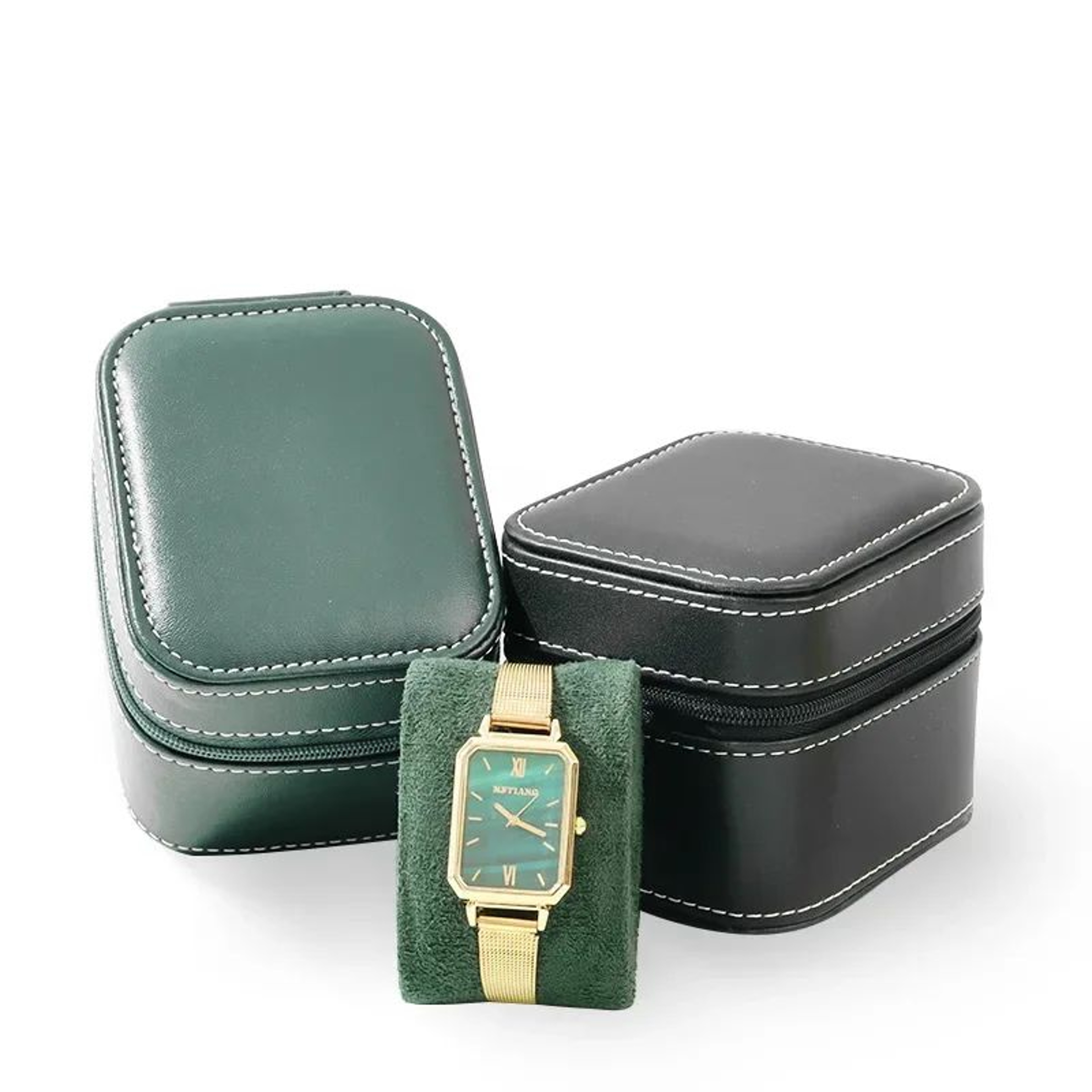 Single Watch Travel Case  PU Leather Square Storage Box With Removable Cushion For Portable Organiz 2