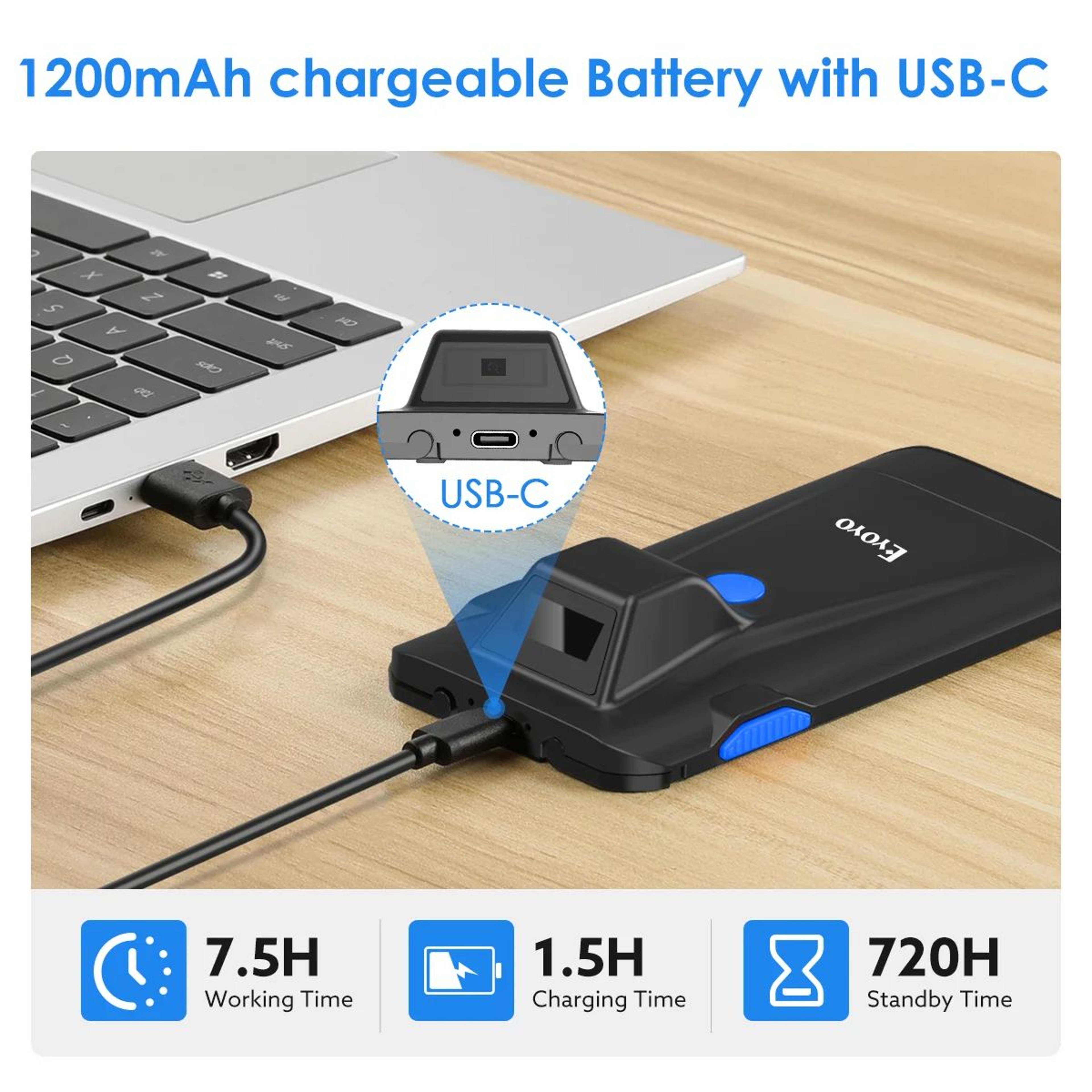 Phone Back Clip Barcode Scanner  Bluetooth 24 GHz  USB 1D2D Code Reader With Adjustable Mount For A 2