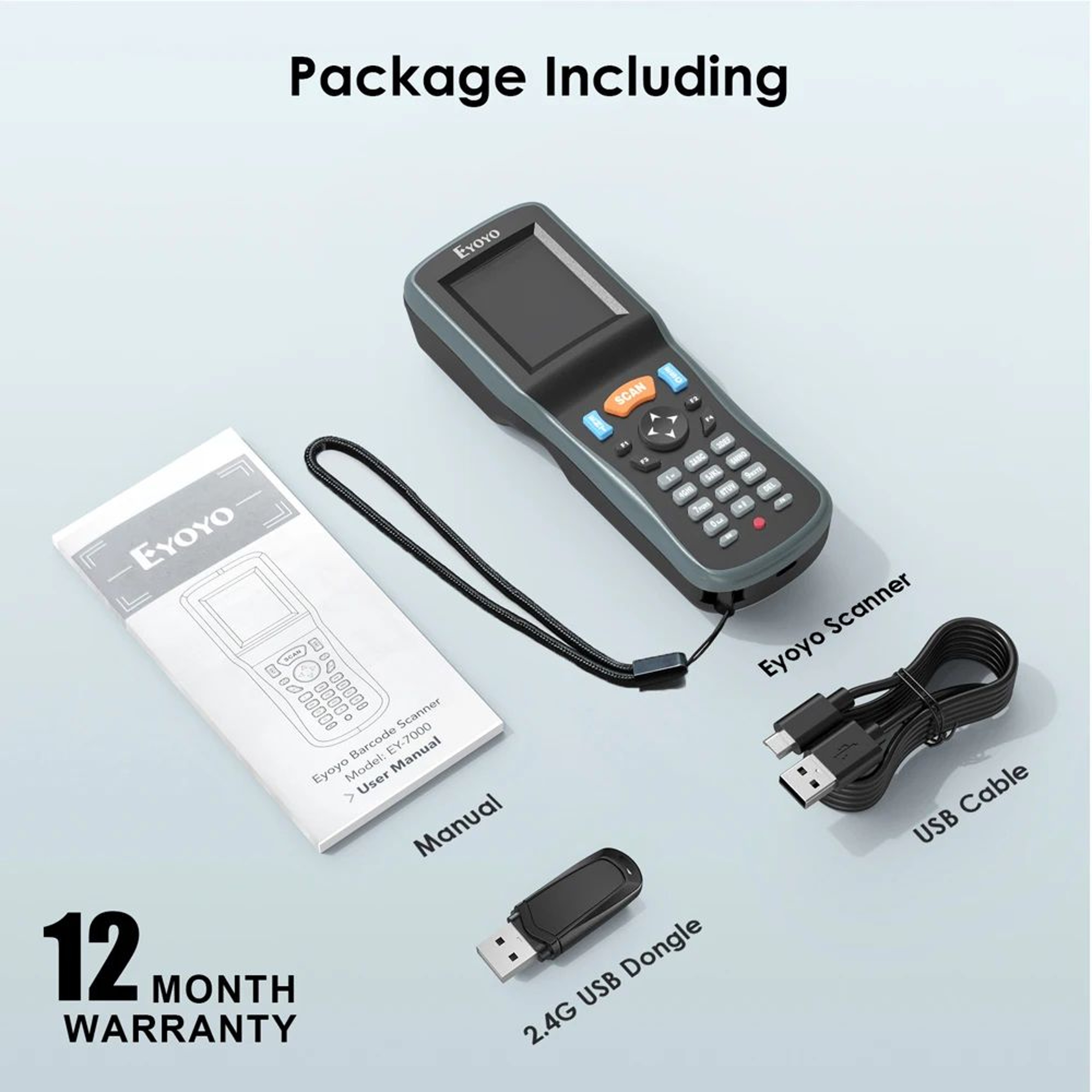Inventory Barcode Scanner  Mobile 1D2D QR Data Collector With 22 In Color LCD USB Receiver And Stoc 5