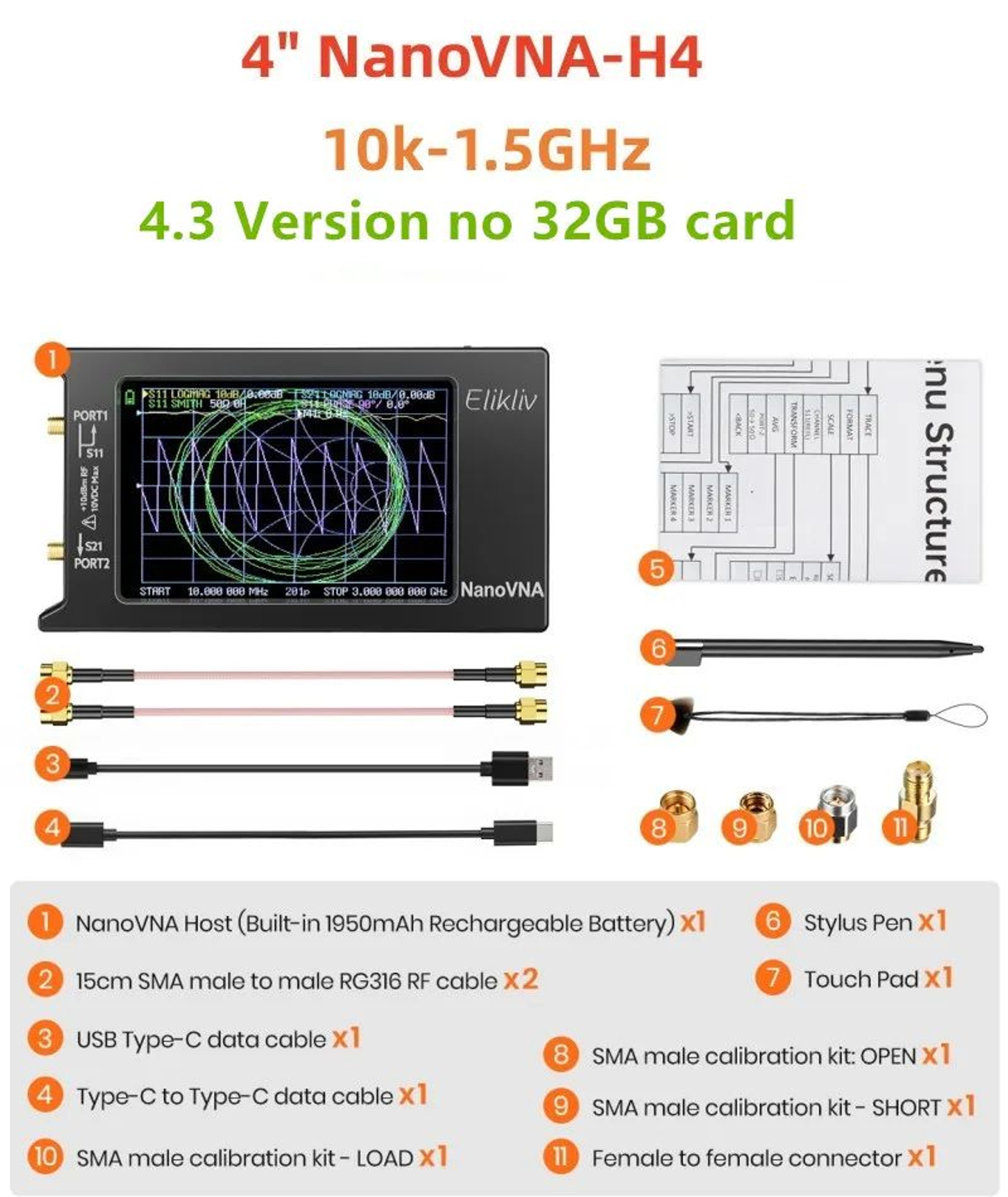 Vector Network Analyzer  10 KHz15 GHz Antenna Tester With Touchscreen TDR ABS Case  Calibration Sta 7