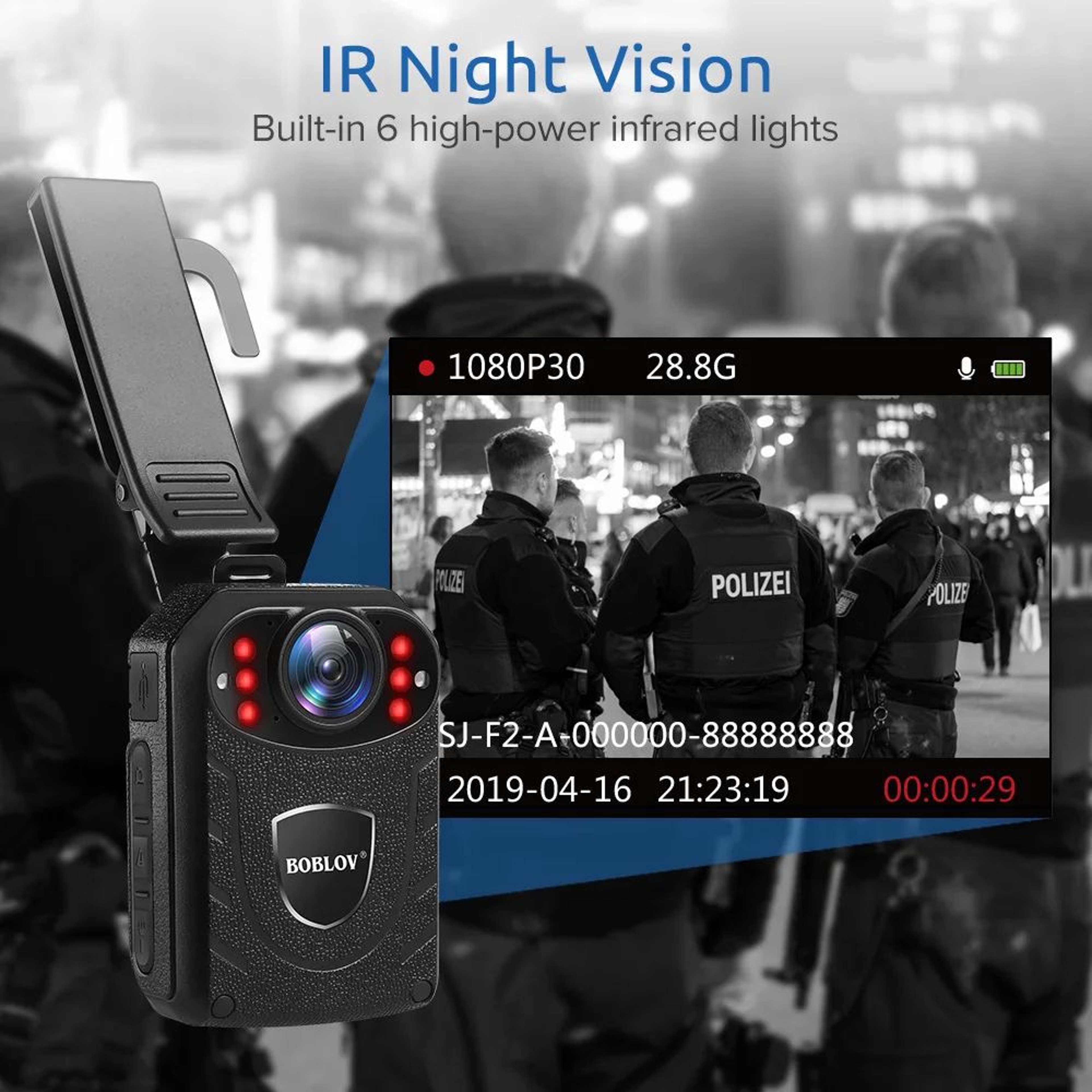 Mini Body Camera  1296p Video 170 View  IR Night Vision With 2850 MAh Battery PrePost Recording  12 1