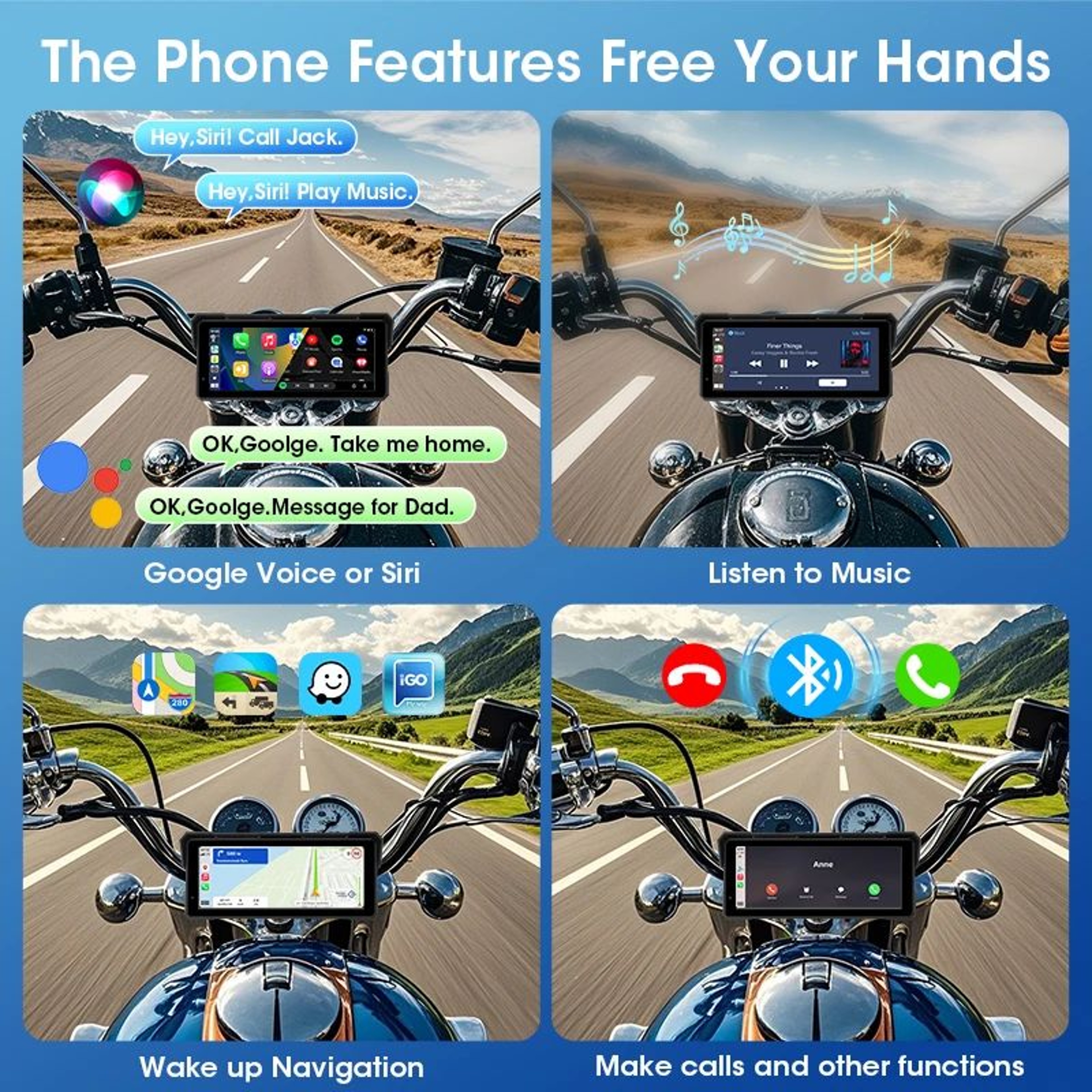 Motorcycle CarPlay Display  581 In Wireless Android Auto Navigation Monitor With IPX7  Available 4K 4