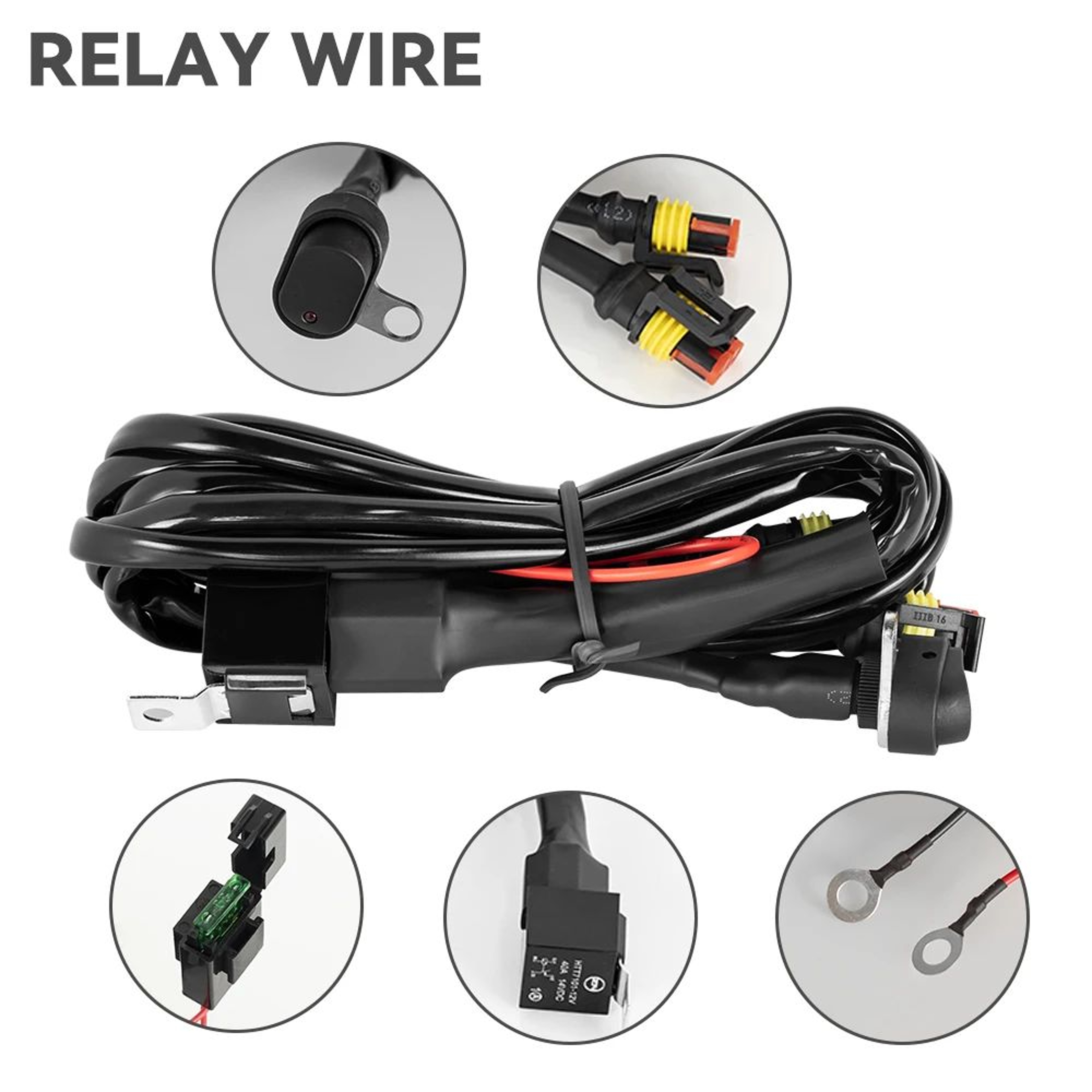 Motorcycle Fog Light Wiring Harness  LED Spotlight Cable With Relay Or NoRelay Options For Auxiliar 0